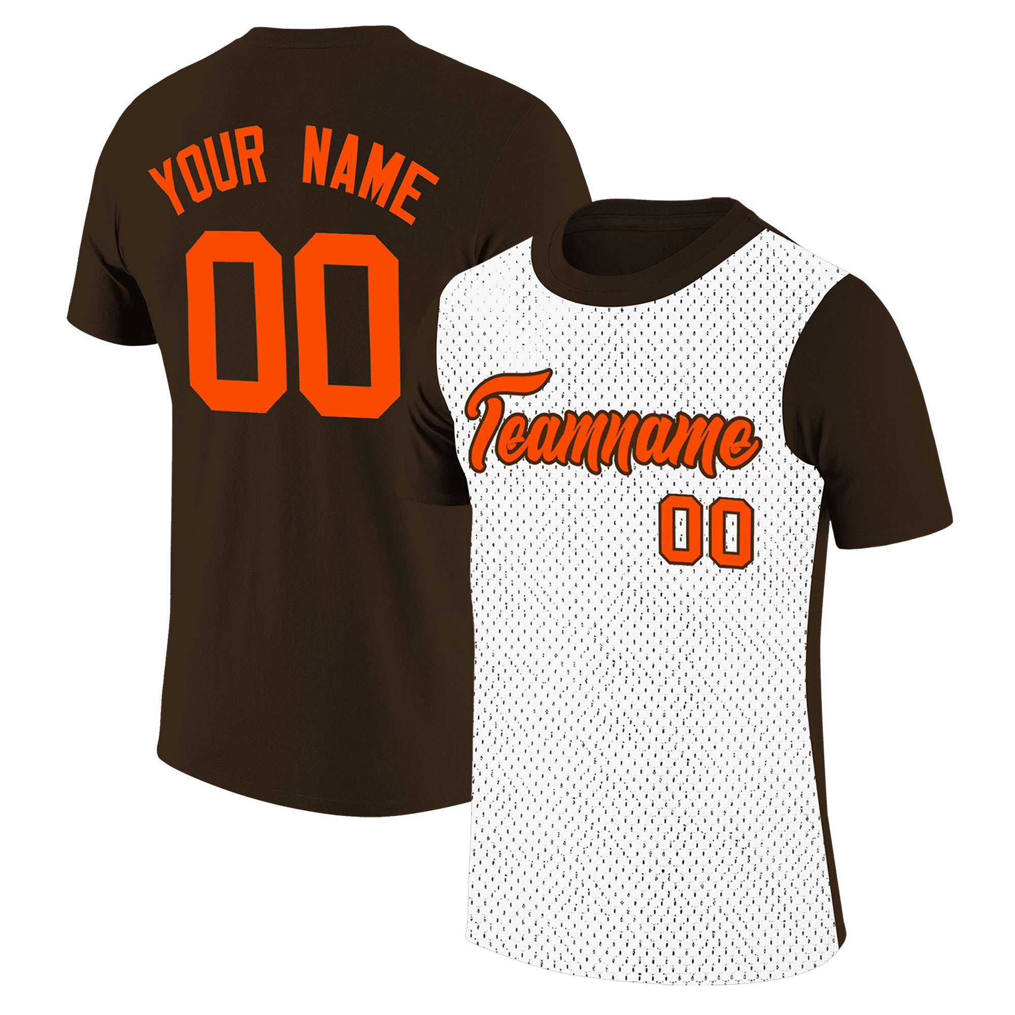 Custom Brown White Mesh Two Tone T-Shirt