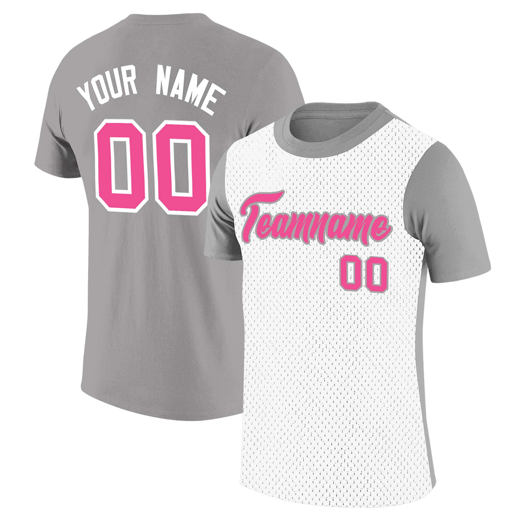 Custom Gray White Mesh Two Tone T-Shirt