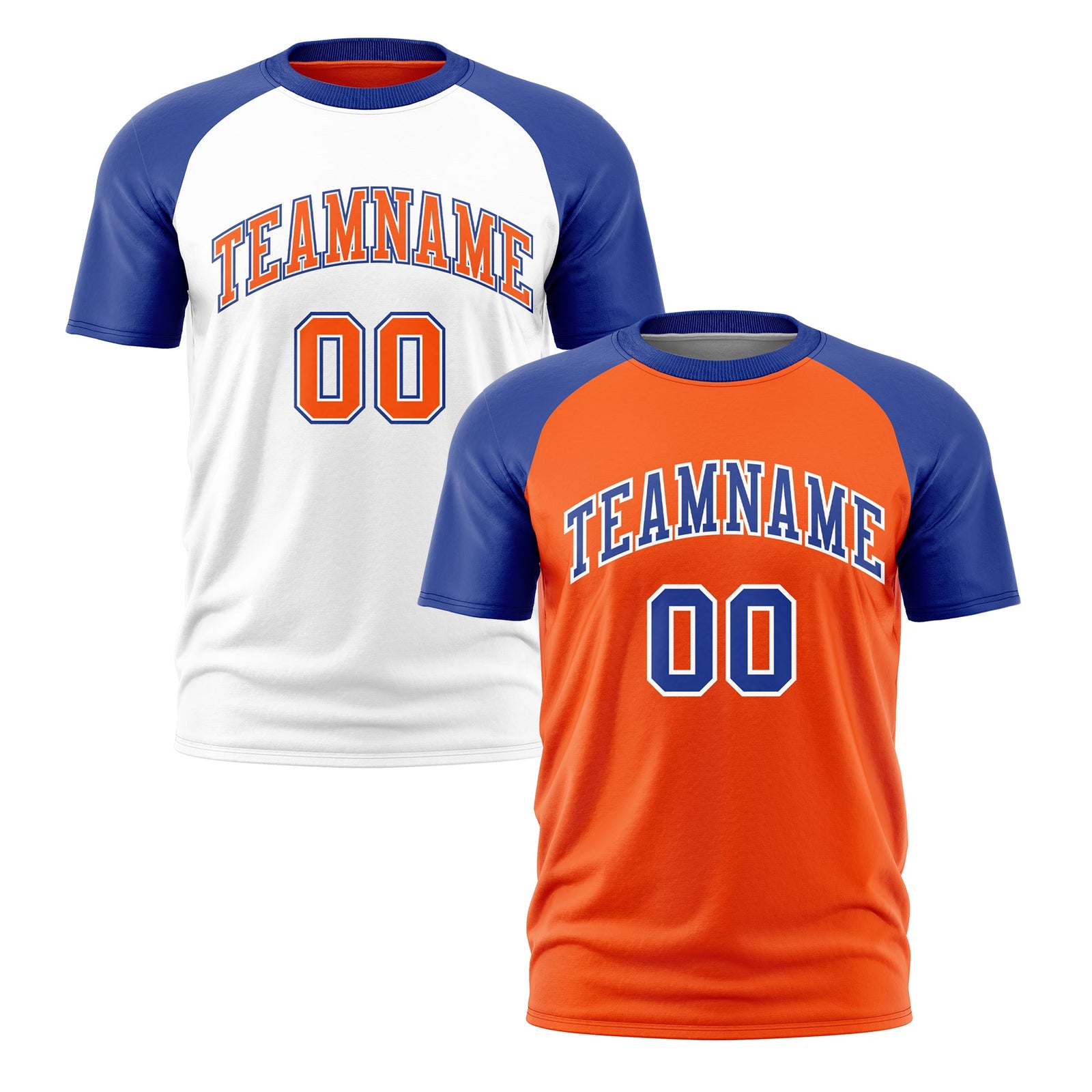 Custom Orange Royal Blue White Reversible Raglan Sleeves Quick Dry T-shirt| KXKSHOP