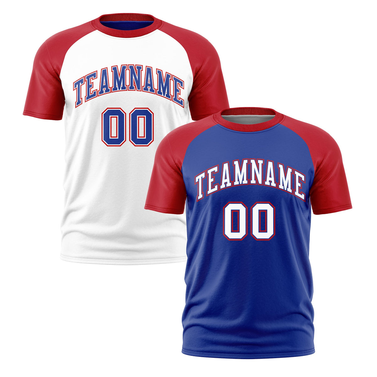 Custom Royal Blue Red White Reversible Raglan Sleeves Quick Dry T-shirt| KXKSHOP