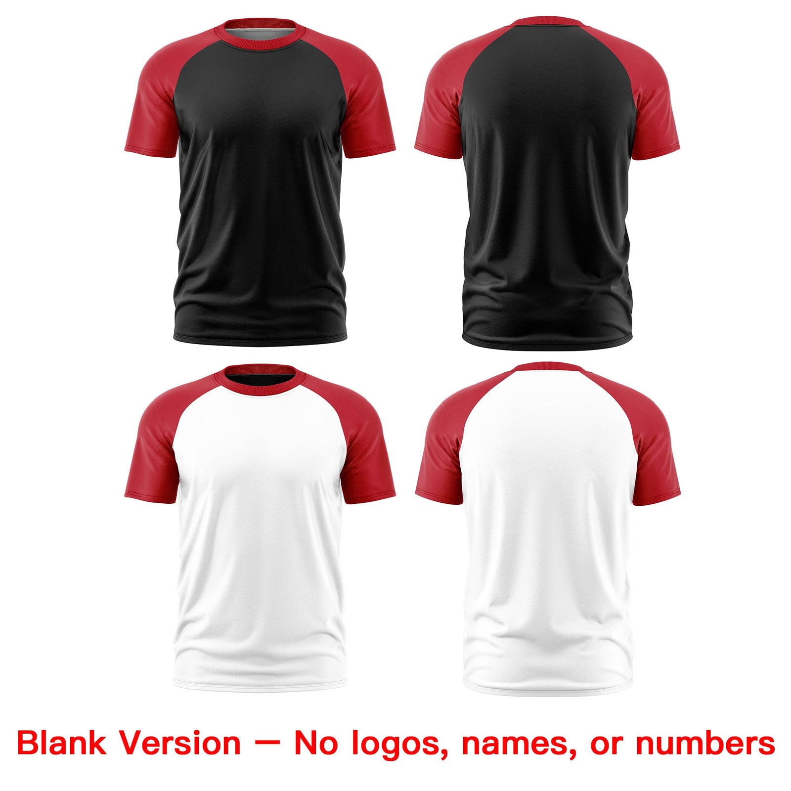 Custom Red Black White Reversible Raglan Sleeves Moisture-Wicking T-shirt| KXKSHOP