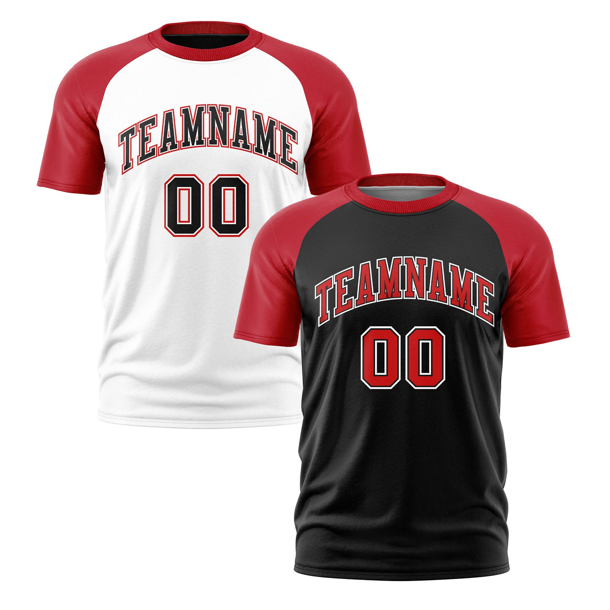Custom Red Black White Reversible Raglan Sleeves Moisture-Wicking T-shirt| KXKSHOP