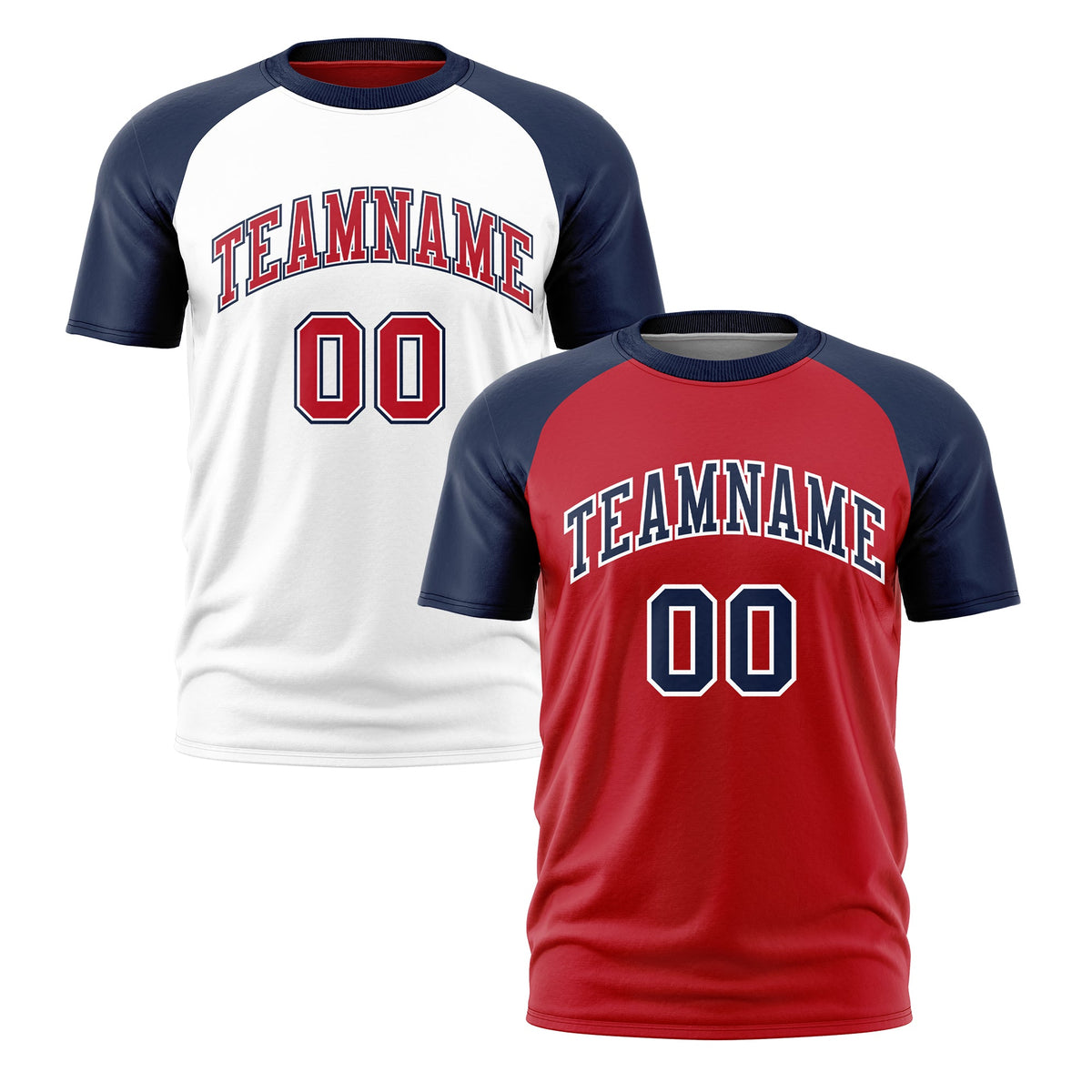 Custom Red Navy White Reversible Raglan Sleeves Quick Dry T-shirt| KXKSHOP