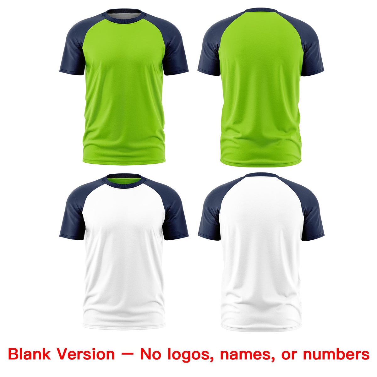 Custom Neon Green Navy White Reversible Raglan Sleeves Moisture-Wicking T-shirt| KXKSHOP