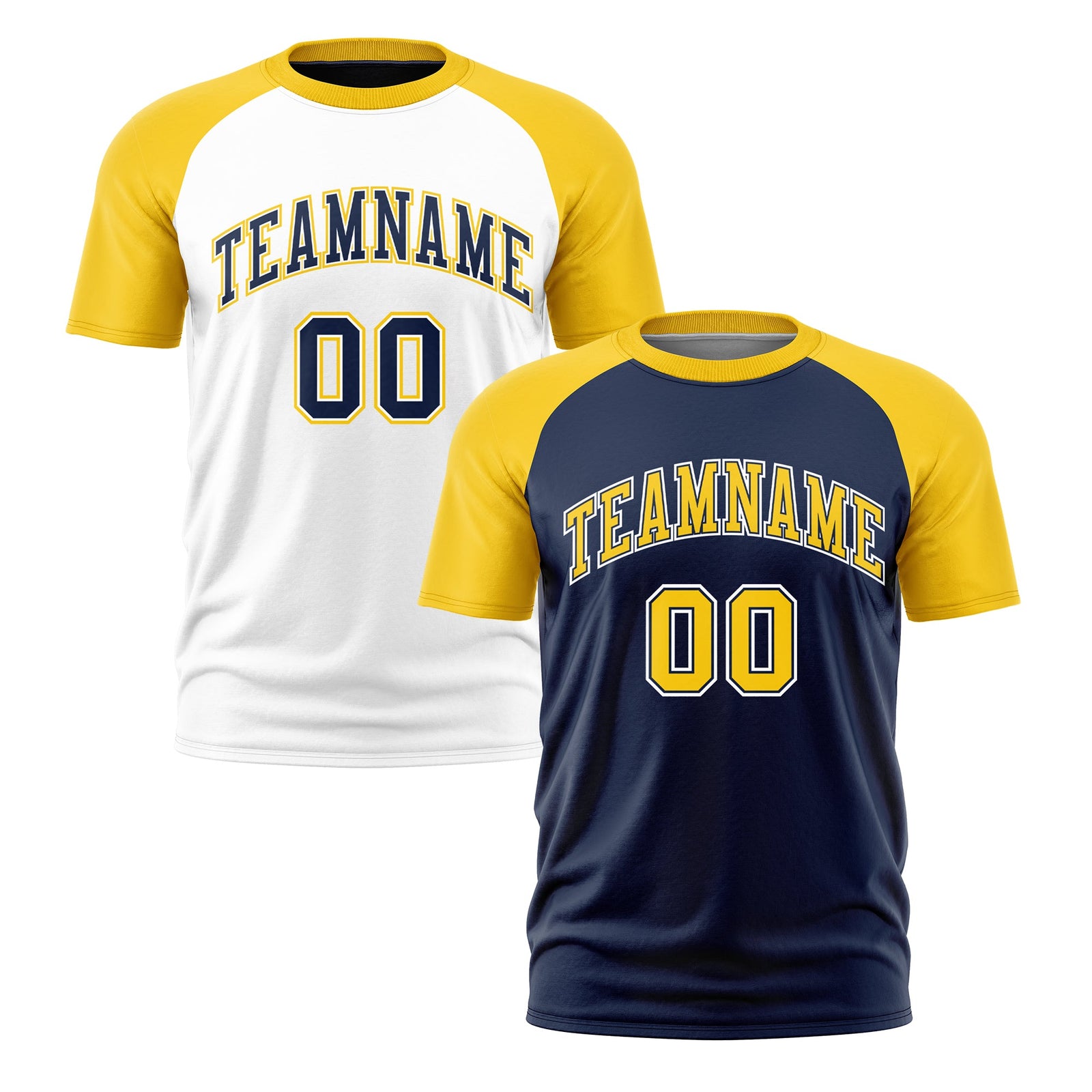Custom Navy Gold White Reversible Raglan Sleeves Quick Dry T-shirt| KXKSHOP