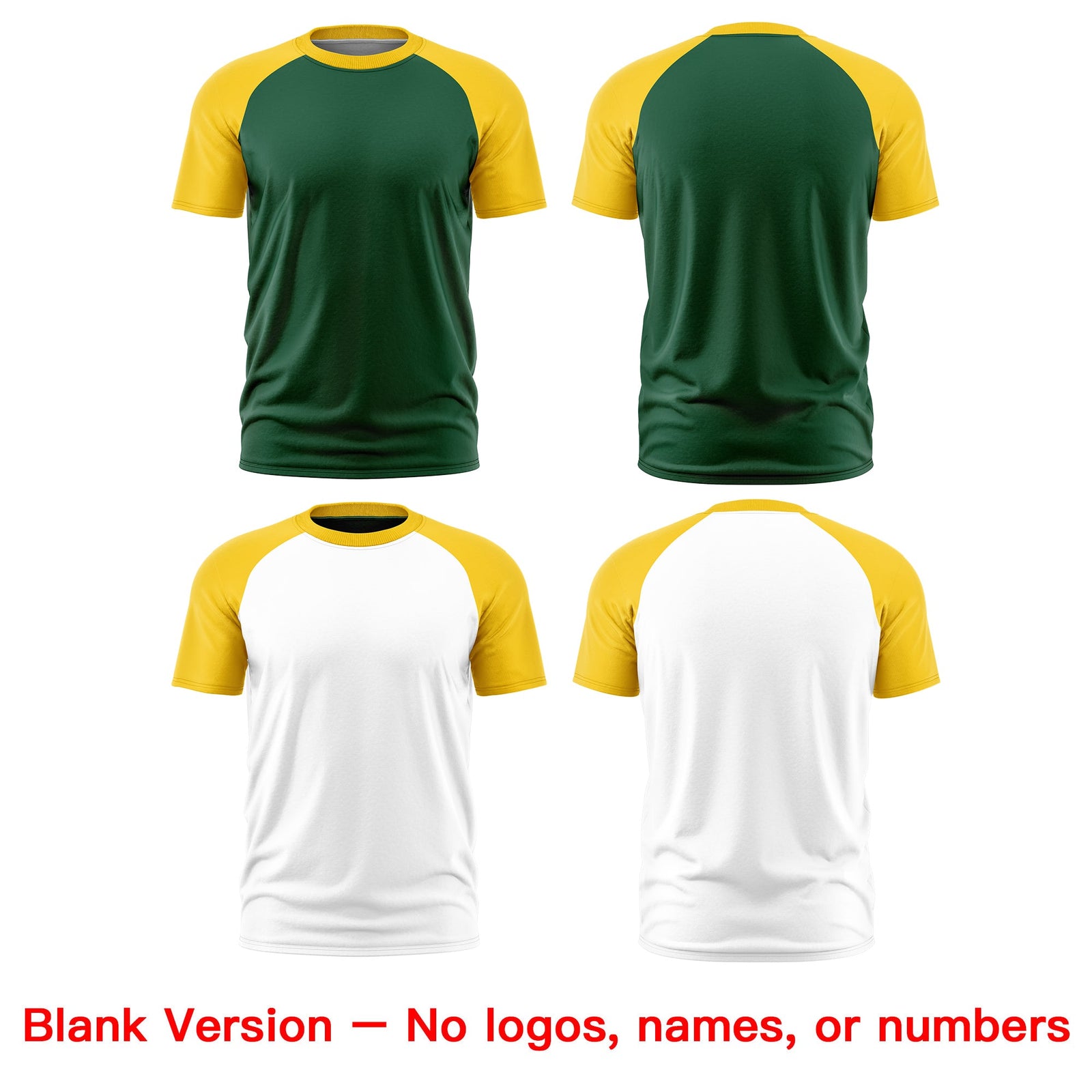 Custom Dark Green White Gold Reversible Raglan Sleeves Moisture-Wicking T-shirt| KXKSHOP
