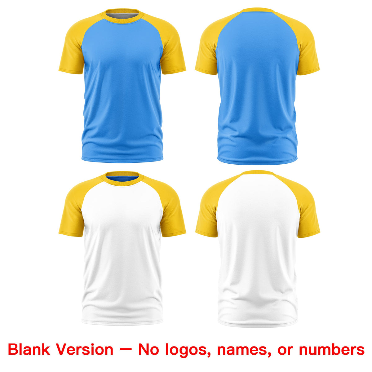 Custom Powder Blue Gold White Reversible Raglan Sleeves Moisture-Wicking T-shirt| KXKSHOP