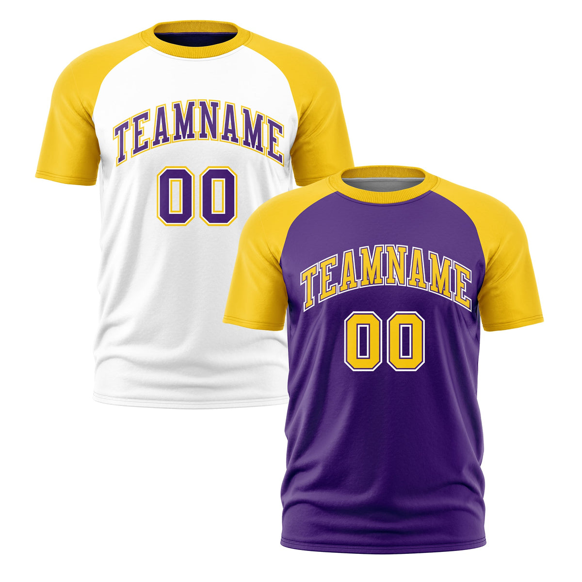 Custom Purple Gold White Reversible Raglan Sleeves Quick Dry T-shirt| KXKSHOP