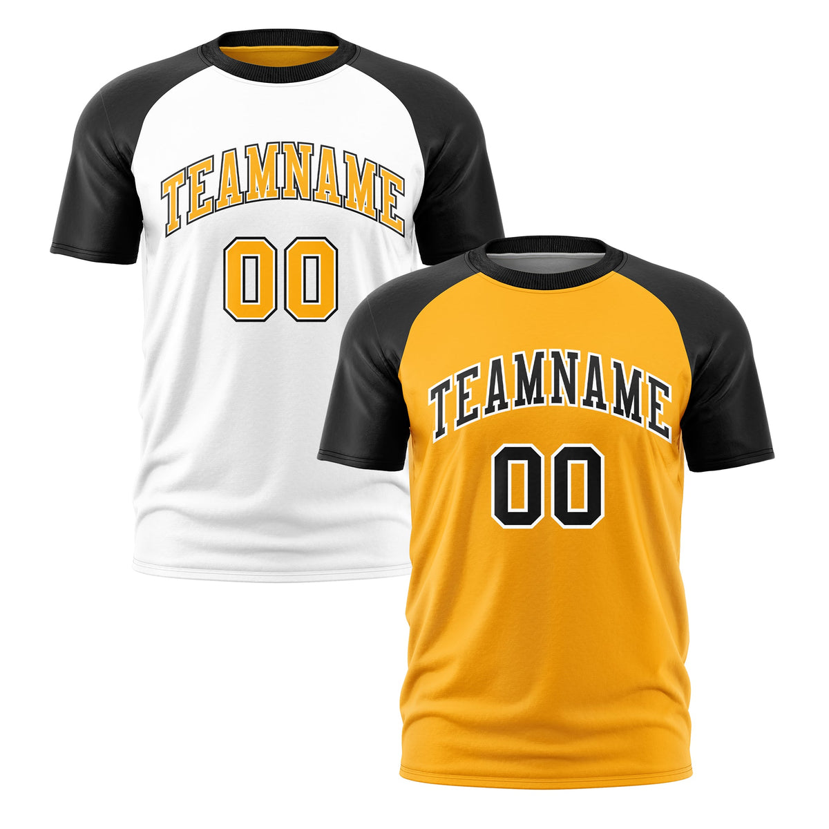 Custom Yellow Black White Reversible Raglan Sleeves Quick Dry T-shirt| KXKSHOP