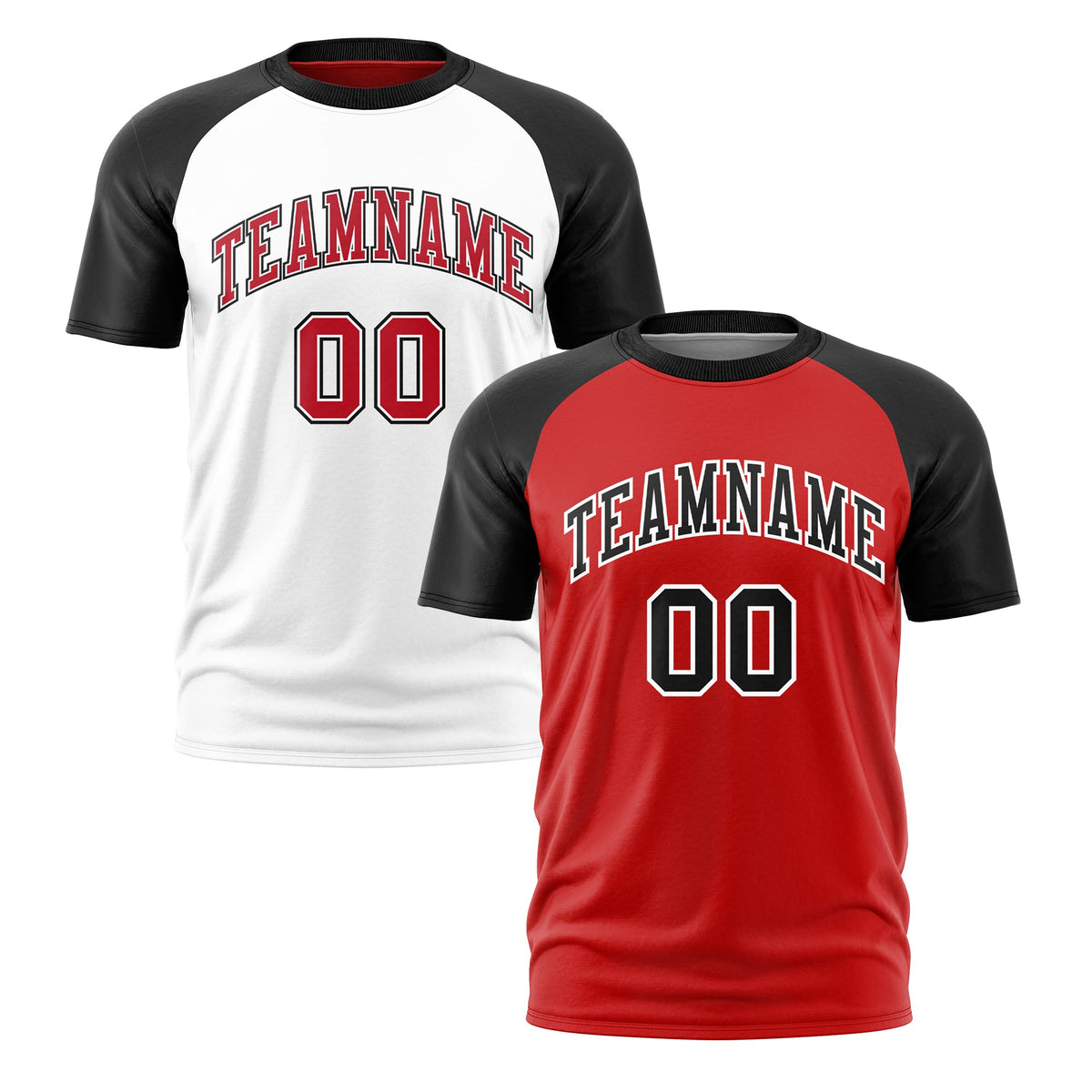 Custom Red Black White Reversible Raglan Sleeves Quick Dry T-shirt| KXKSHOP
