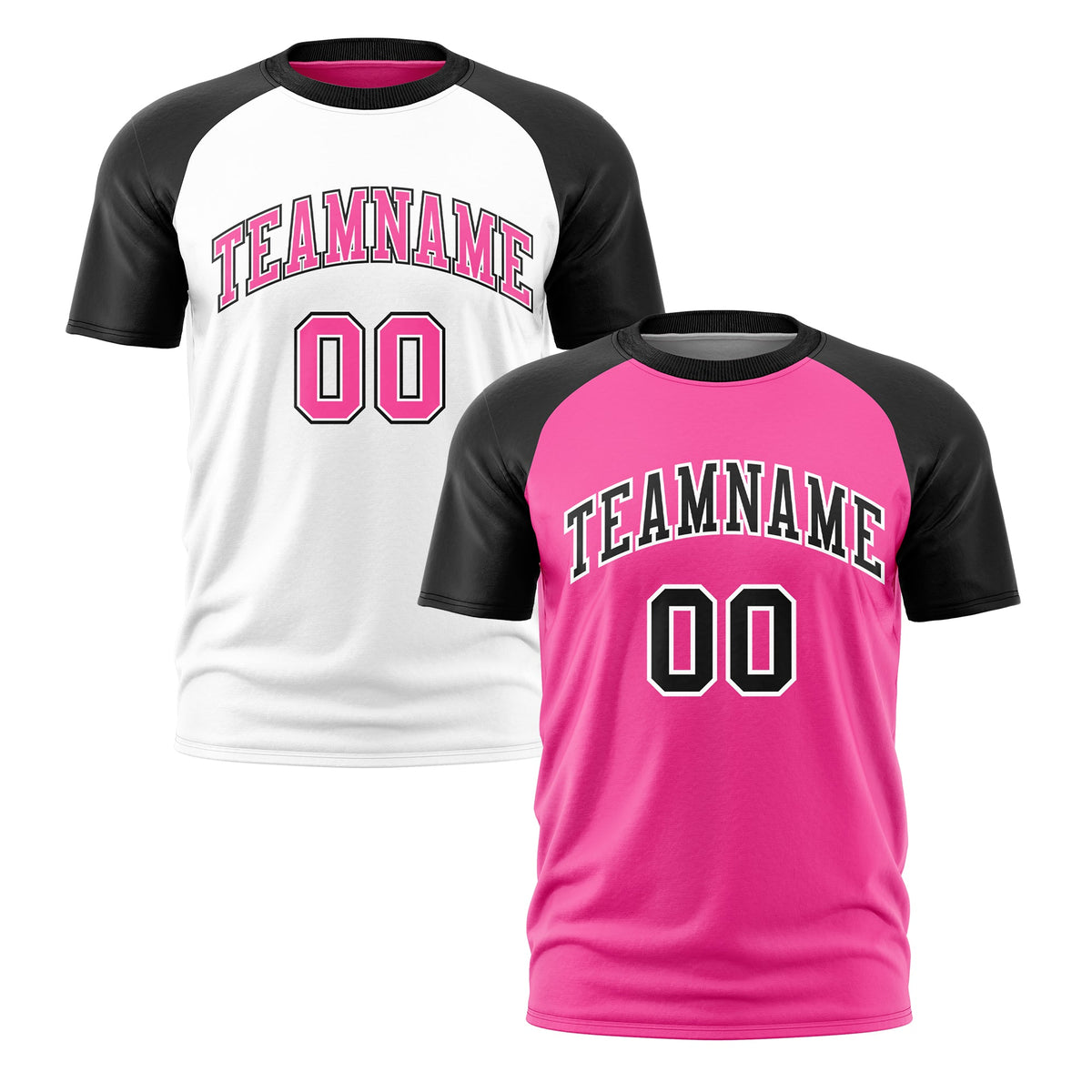 Custom Pink Black White Reversible Raglan Sleeves Moisture-Wicking T-shirt| KXKSHOP