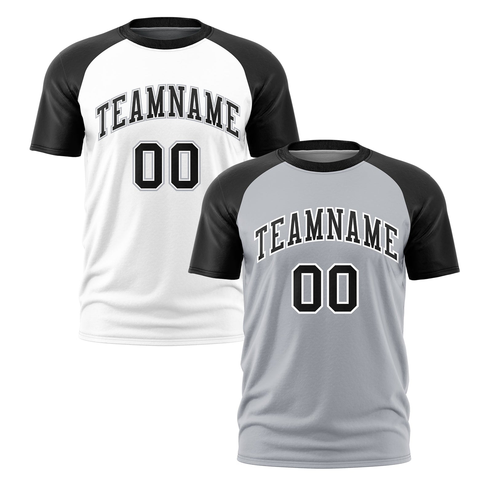 Custom Silver Black White Reversible Raglan Sleeves Quick Dry T-shirt| KXKSHOP