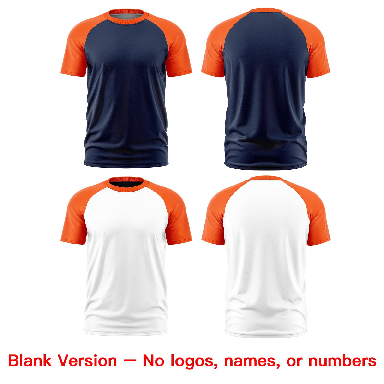 Custom Navy Orange White Reversible Raglan Sleeves Moisture-Wicking T-shirt| KXKSHOP