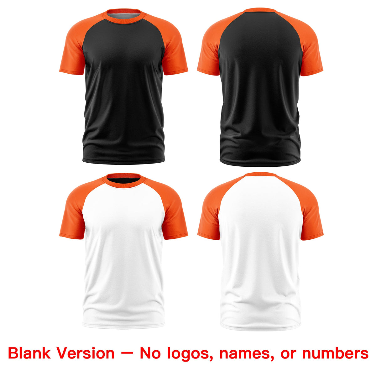 Custom Black Orange White Reversible Raglan Sleeves Quick Dry T-shirt| KXKSHOP