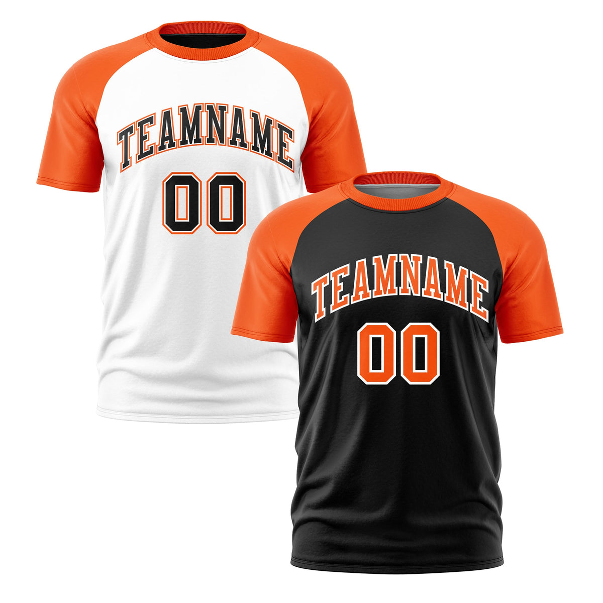 Custom Black Orange White Reversible Raglan Sleeves Quick Dry T-shirt| KXKSHOP