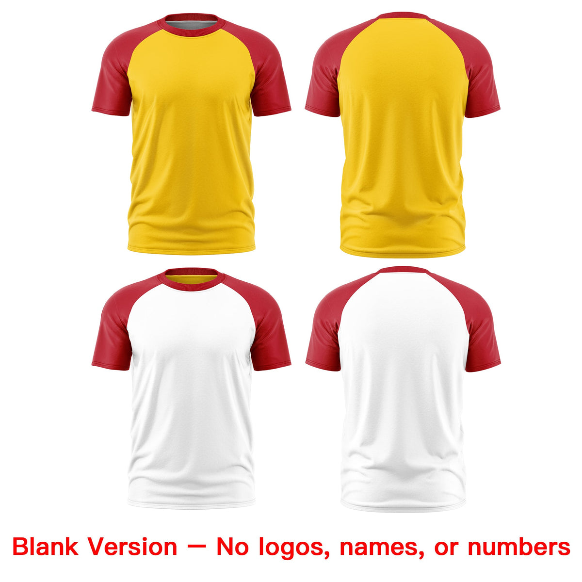 Custom Gold Red White Reversible Raglan Sleeves Moisture-Wicking T-shirt| KXKSHOP