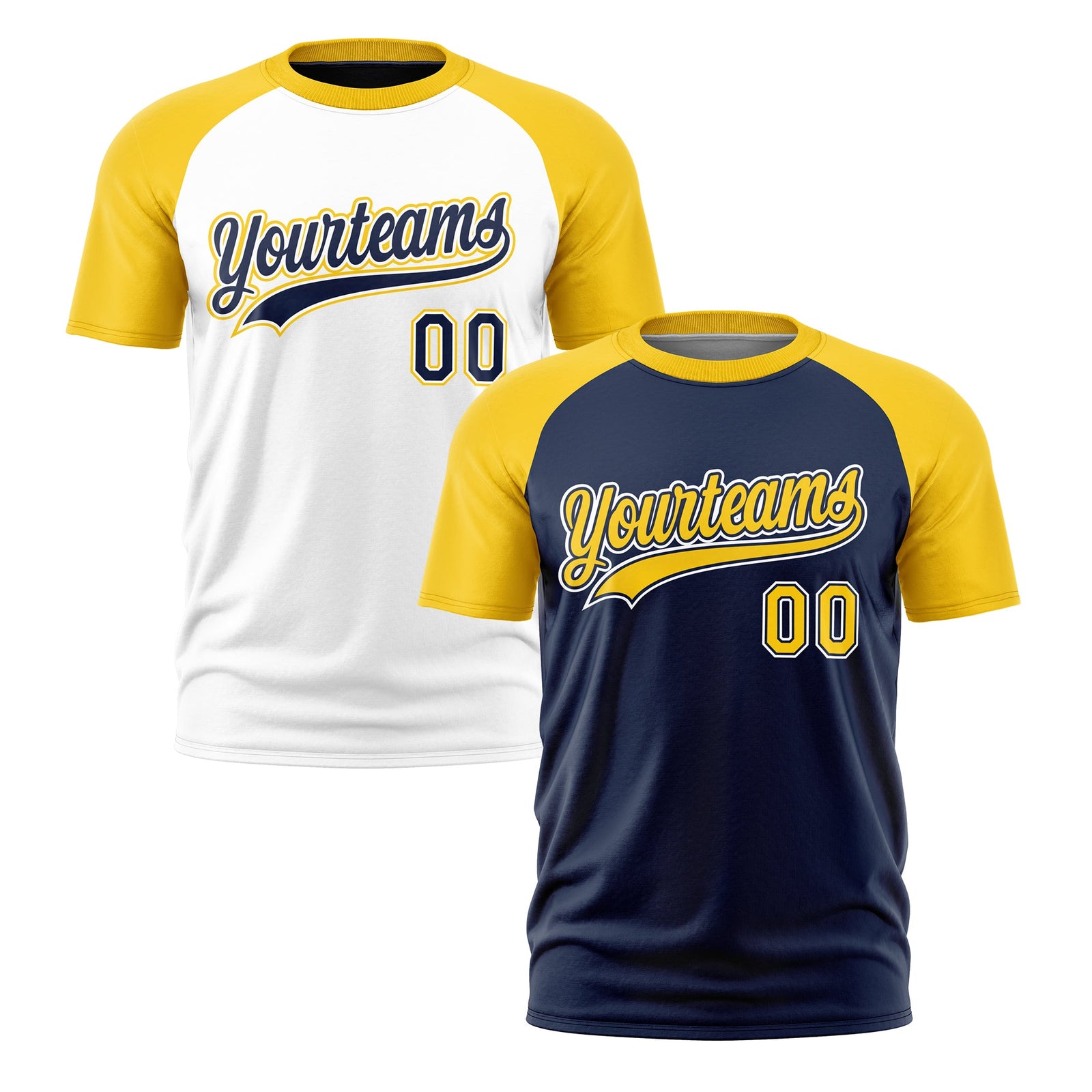 Custom Navy Gold White Reversible Raglan Sleeves Quick Dry T-shirt| KXKSHOP