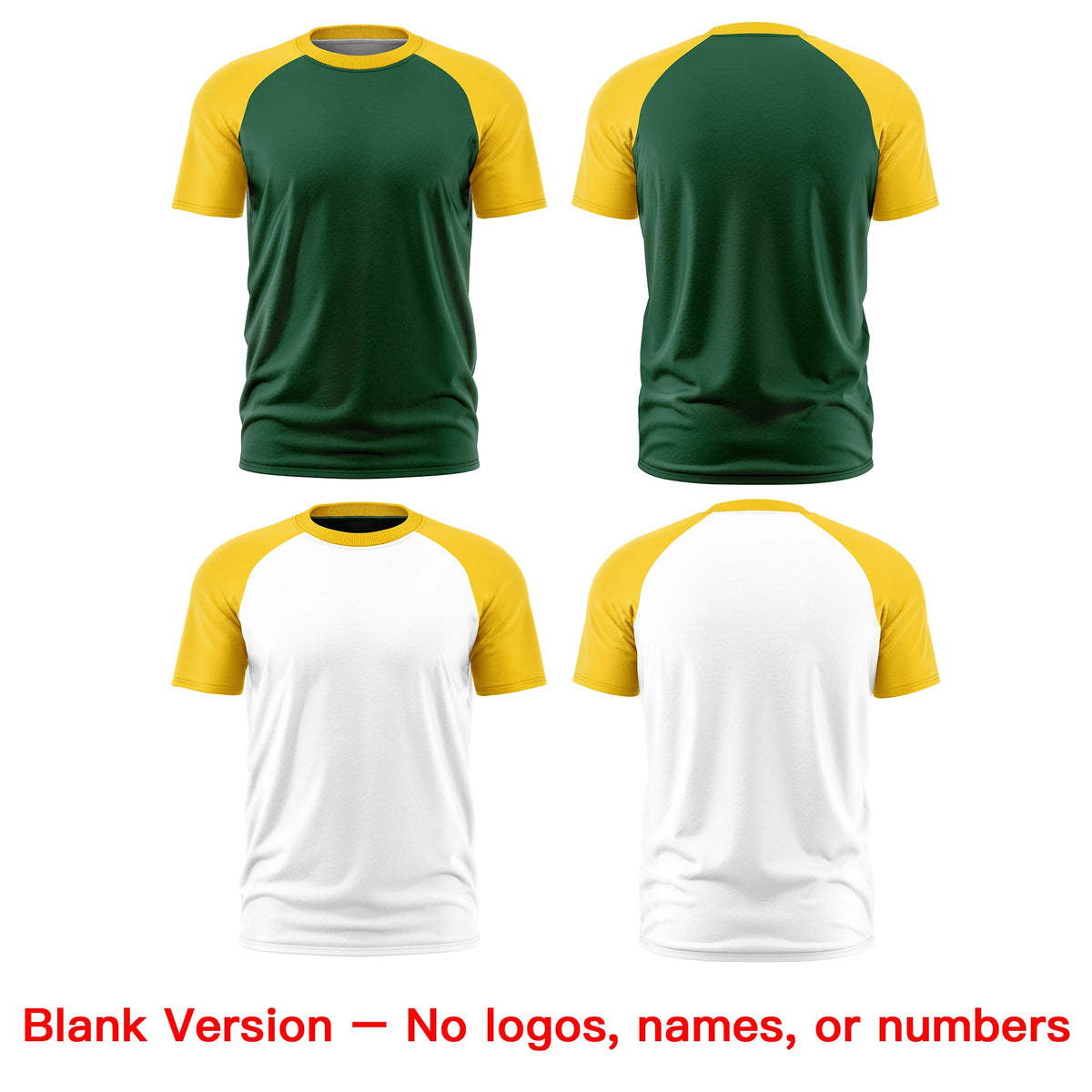 Custom Dark Green White Gold Reversible Raglan Sleeves Moisture-Wicking T-shirt| KXKSHOP