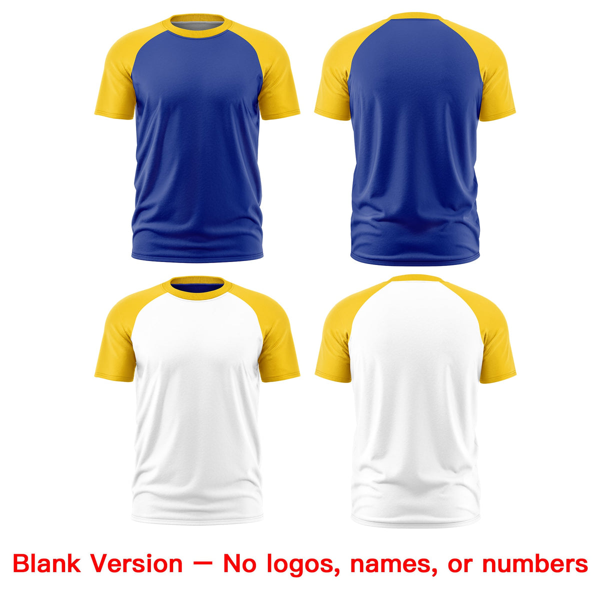 Custom Royal Blue Gold White Reversible Raglan Sleeves Quick Dry T-shirt| KXKSHOP