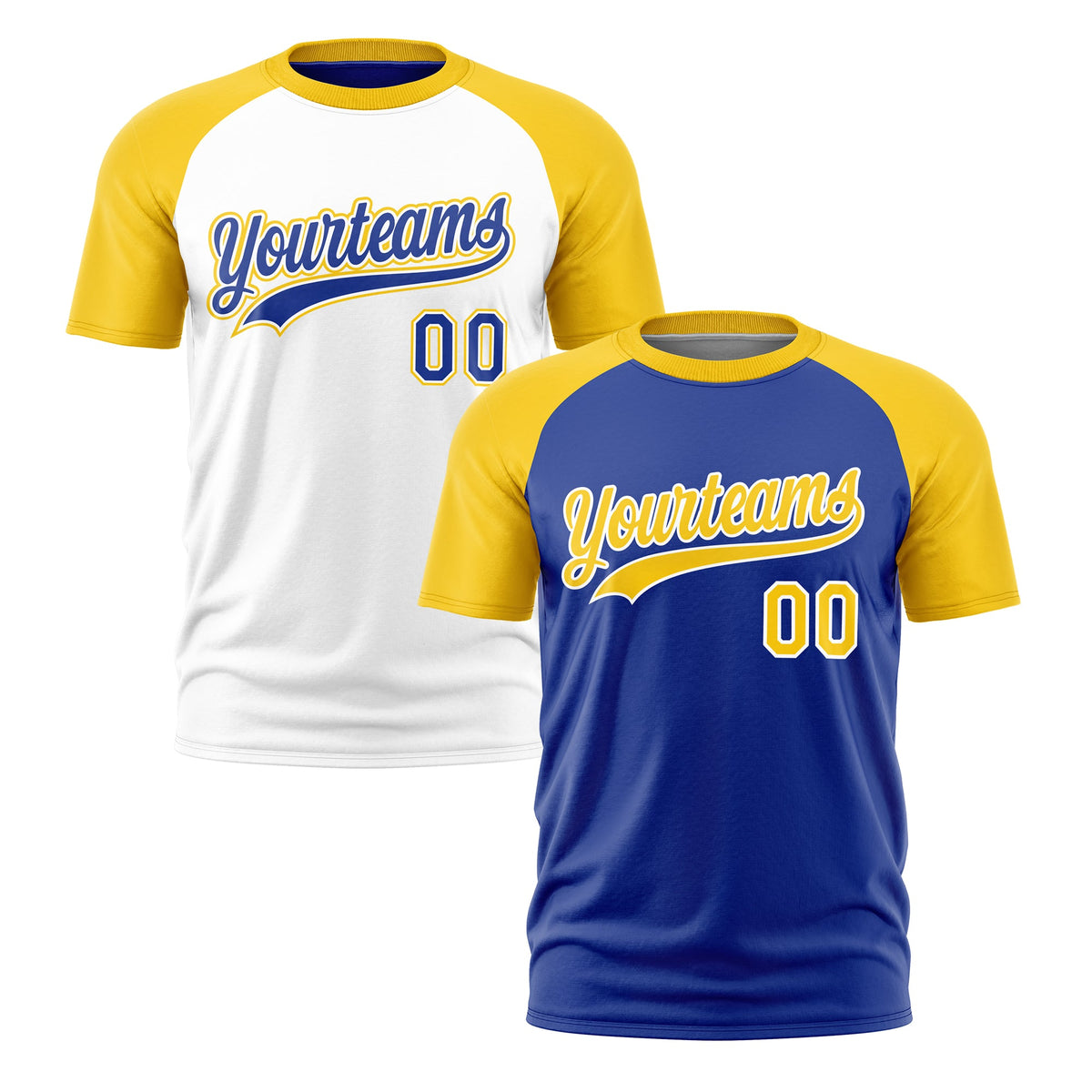 Custom Royal Blue Gold White Reversible Raglan Sleeves Quick Dry T-shirt| KXKSHOP