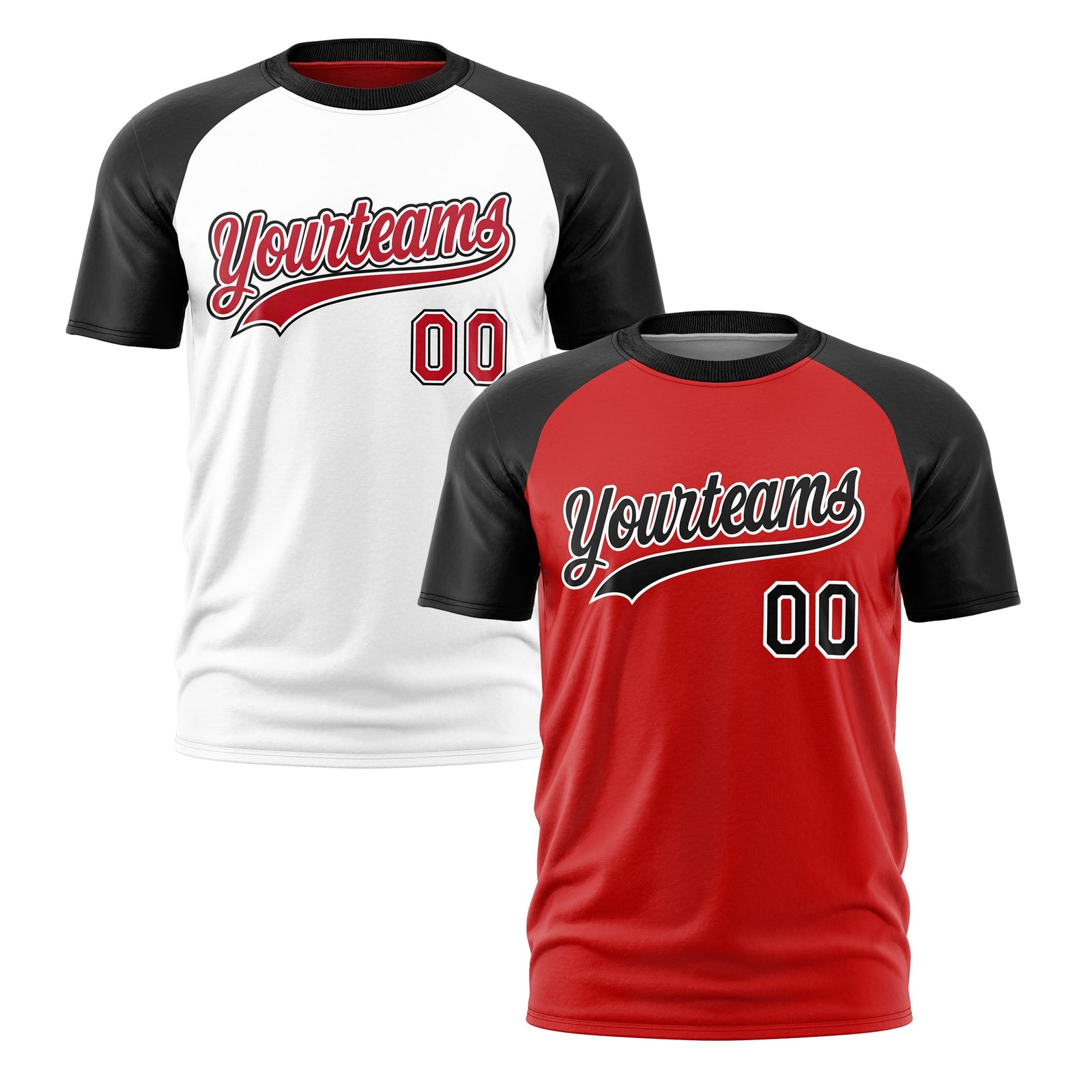 Custom Red Black White Reversible Raglan Sleeves Quick Dry T-shirt| KXKSHOP
