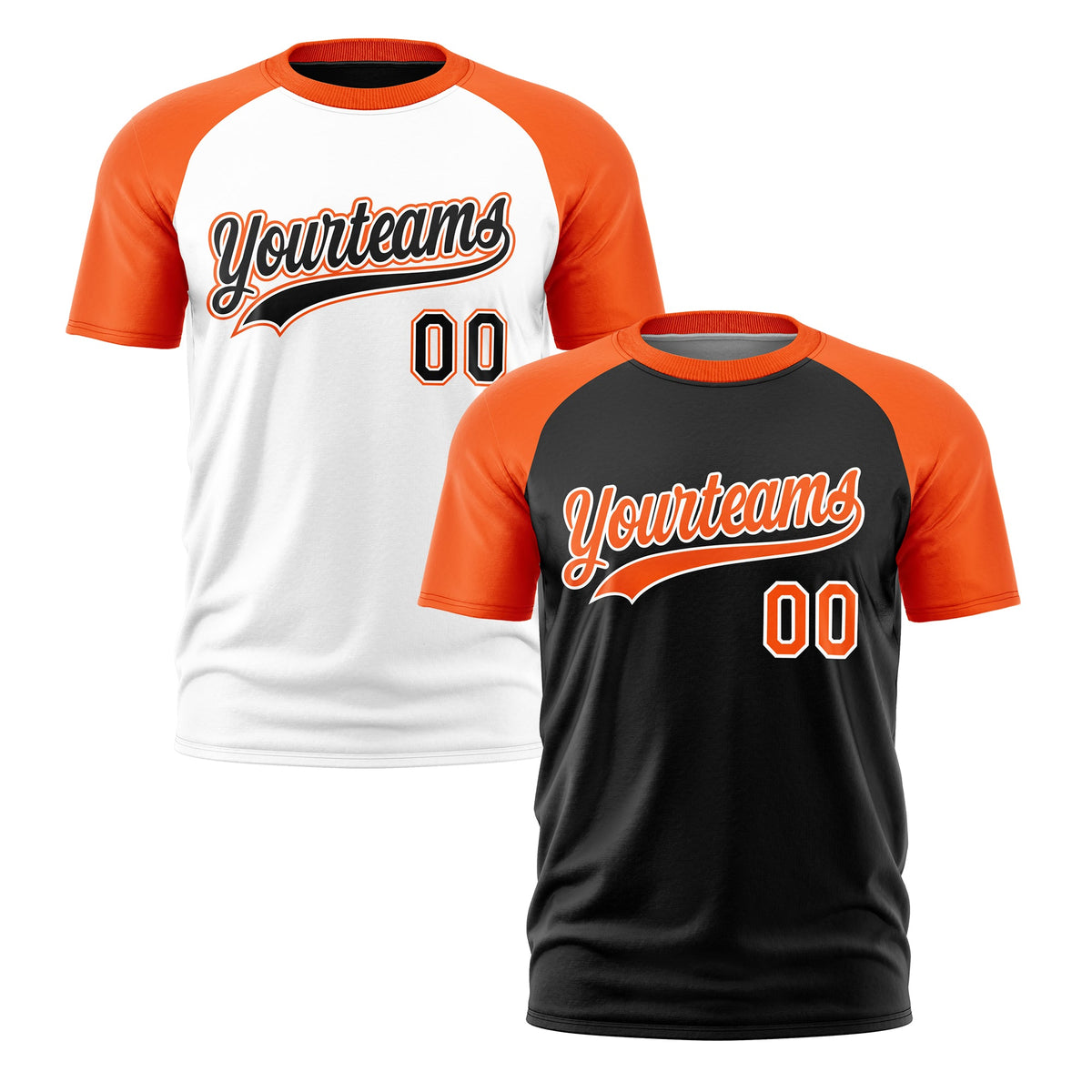 Custom Black Orange White Reversible Raglan Sleeves Quick Dry T-shirt| KXKSHOP