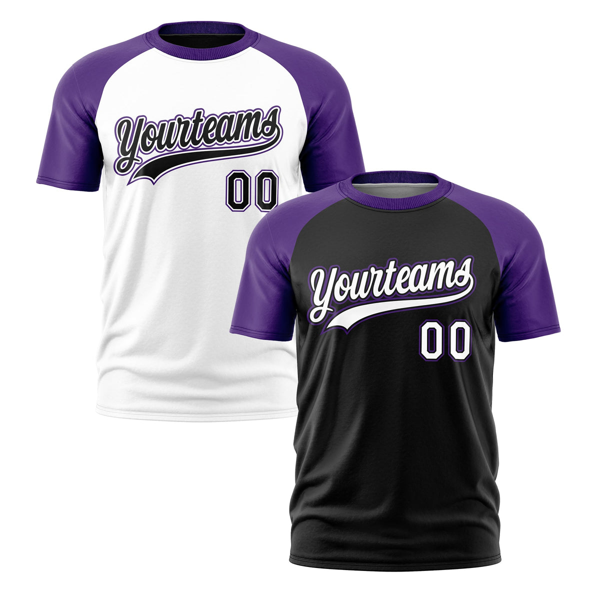 Custom Black Purple White Reversible Raglan Sleeves Moisture-Wicking T-shirt| KXKSHOP