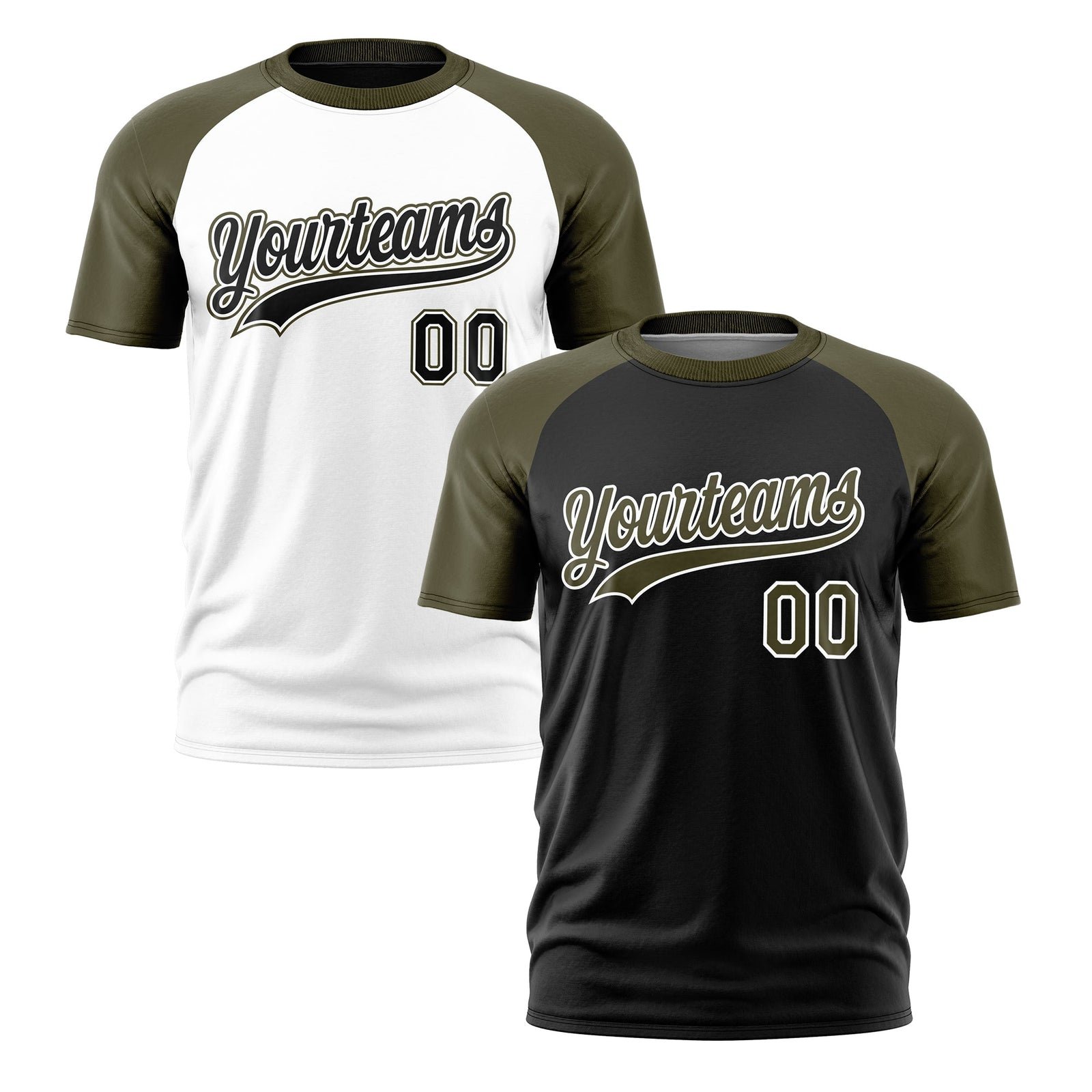 Custom Black Olive White Reversible Raglan Sleeves Quick Dry T-shirt| KXKSHOP