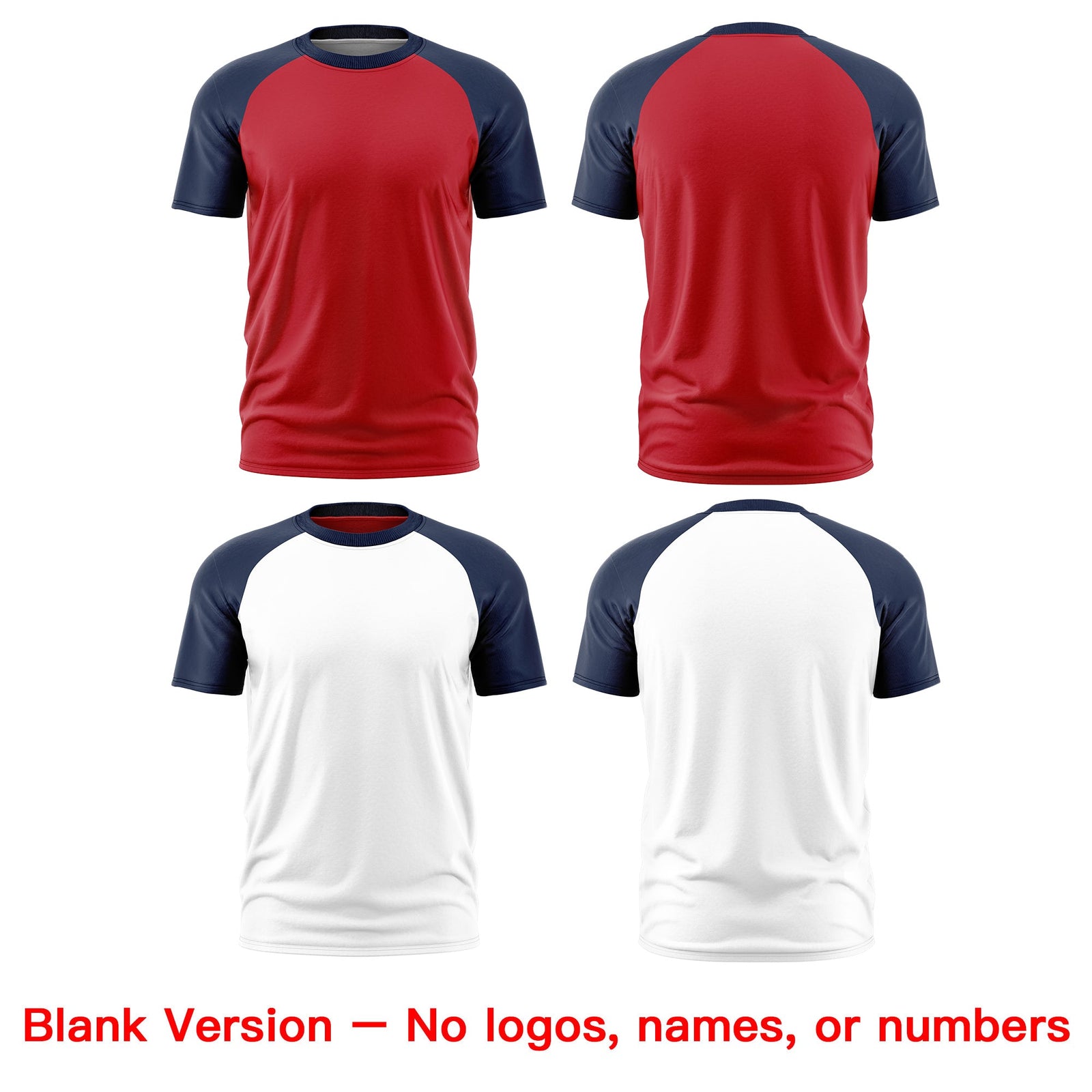 Custom Red Navy White Reversible Raglan Sleeves Quick Dry T-shirt| KXKSHOP