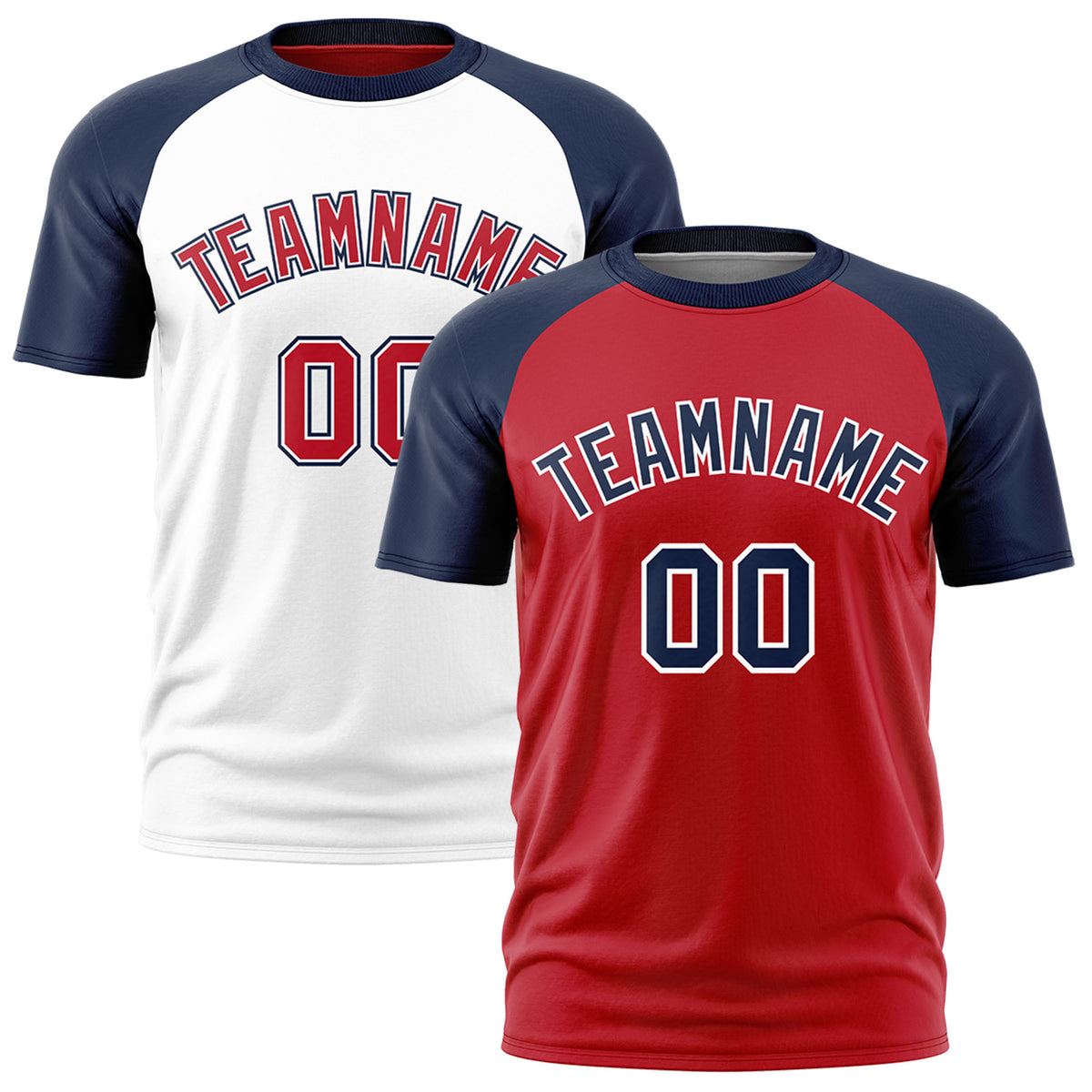Custom Red Navy White Reversible Raglan Sleeves Quick Dry T-shirt| KXKSHOP