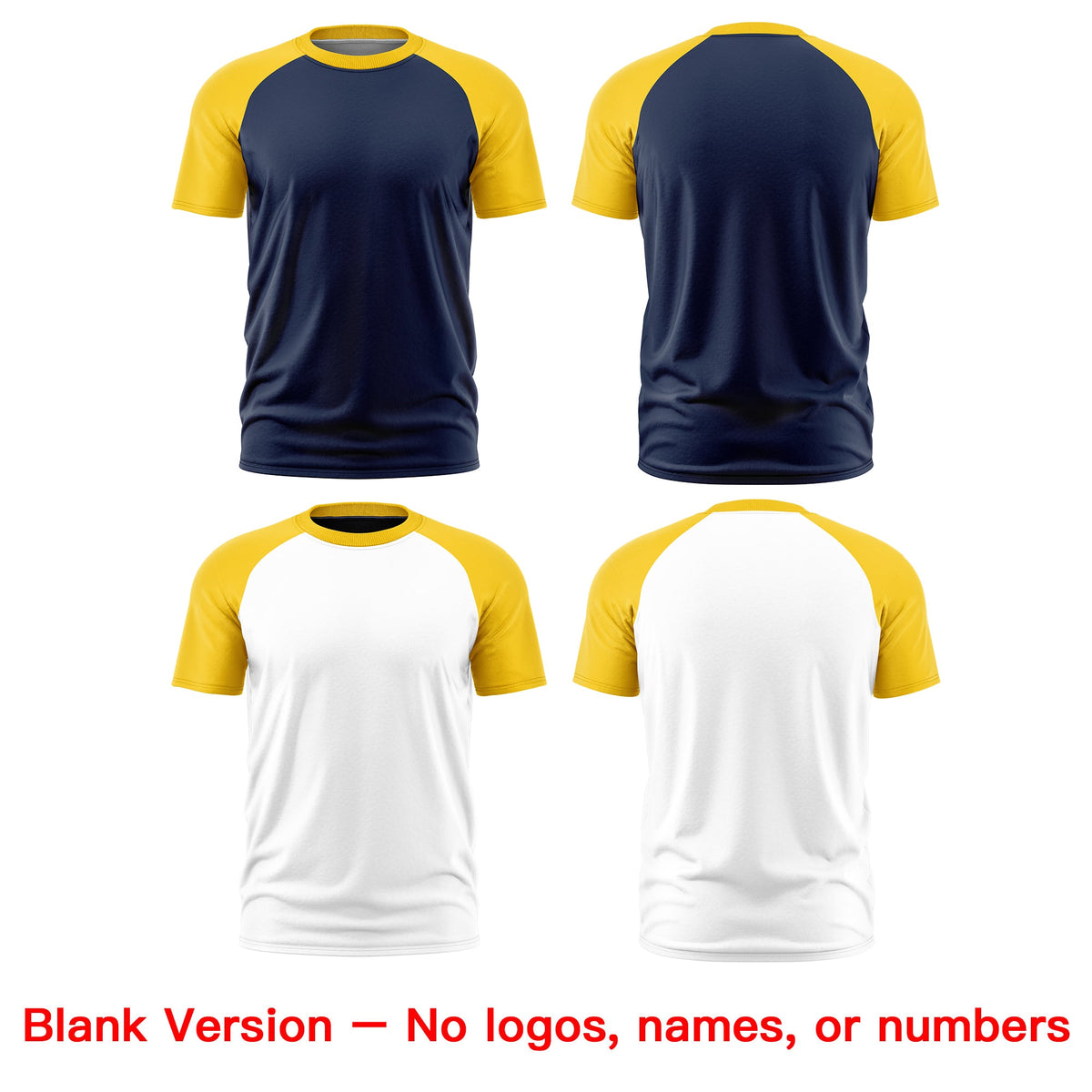 Custom Navy Gold White Reversible Raglan Sleeves Quick Dry T-shirt| KXKSHOP