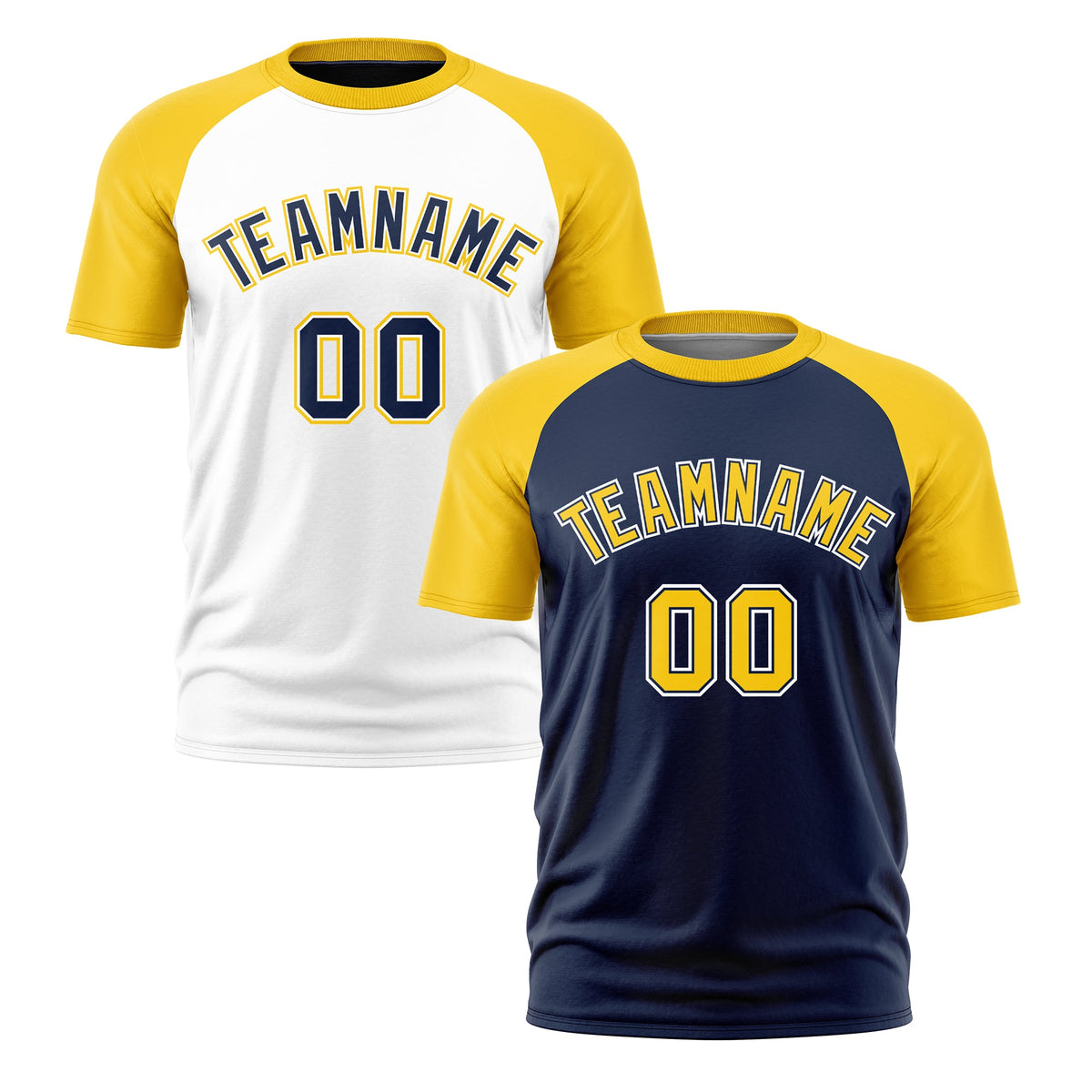 Custom Navy Gold White Reversible Raglan Sleeves Quick Dry T-shirt| KXKSHOP