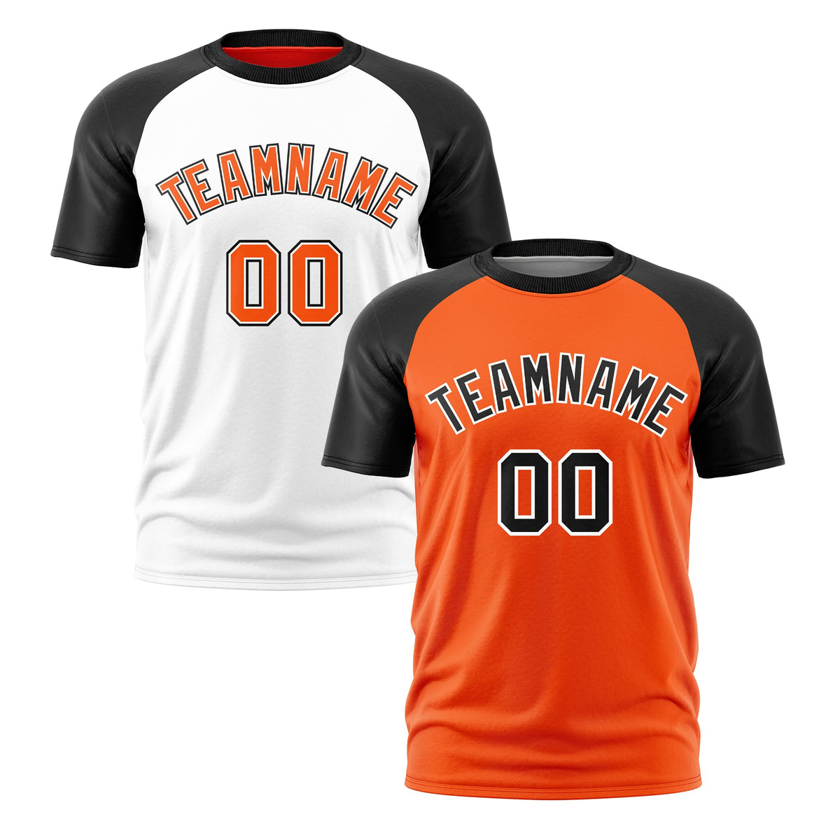 Custom Orange Black White Reversible Raglan Sleeves Moisture-Wicking T-shirt| KXKSHOP