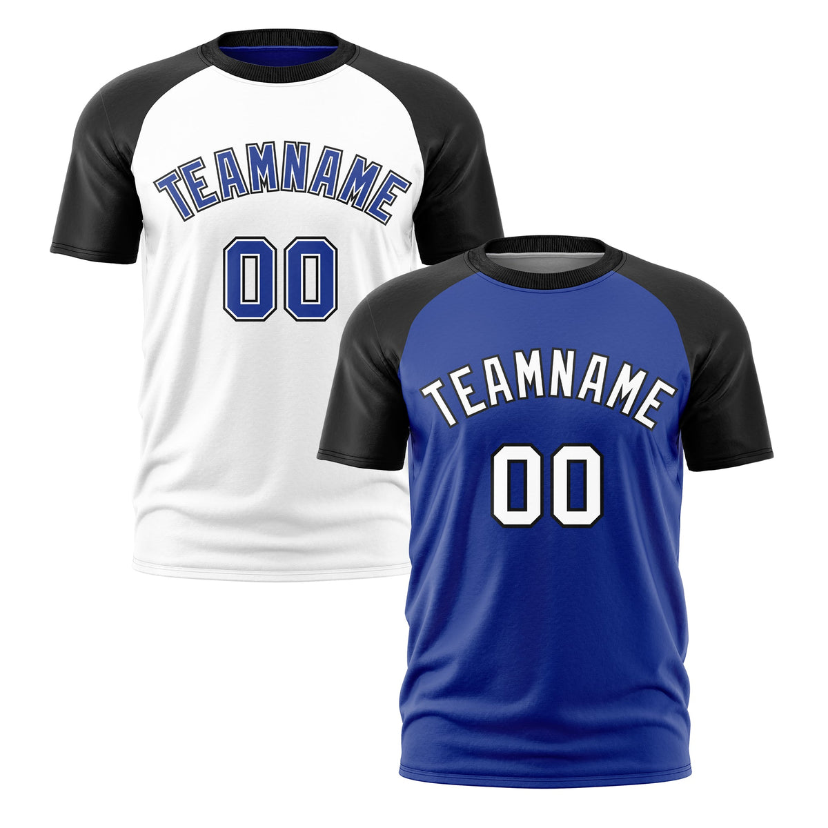 Custom Royal Blue Black White Reversible Raglan Sleeves Moisture-Wicking T-shirt| KXKSHOP