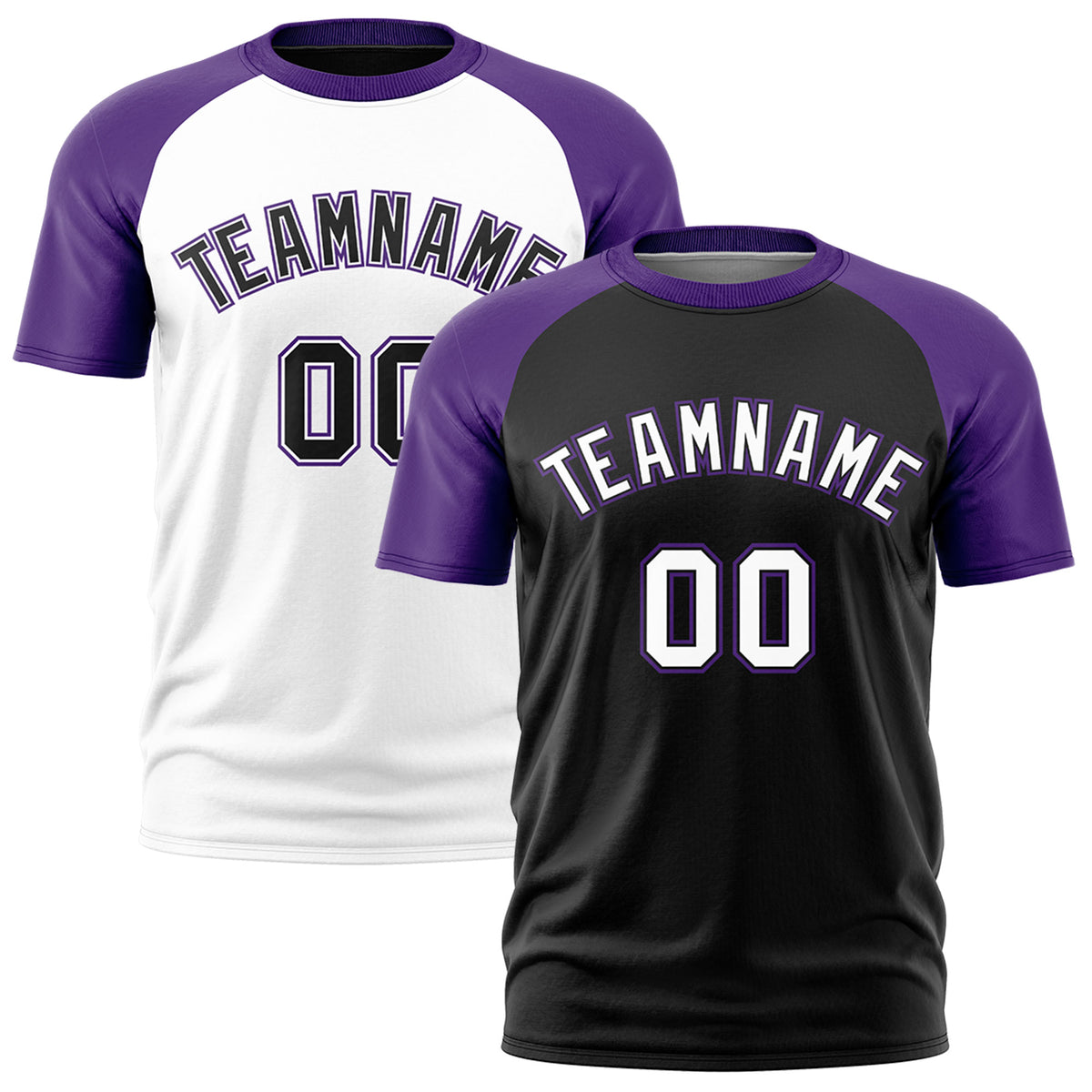 Custom Black Purple White Reversible Raglan Sleeves Moisture-Wicking T-shirt| KXKSHOP