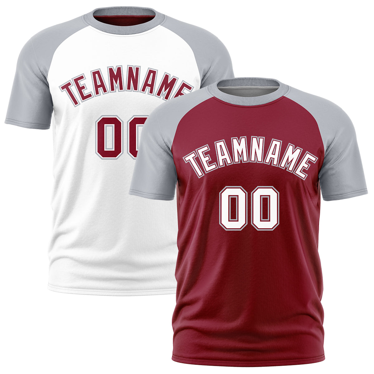 Custom Crimson Silver White Reversible Raglan Sleeves Moisture-Wicking T-shirt| KXKSHOP