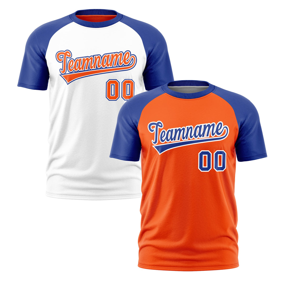 Custom Orange Royal Blue White Reversible Raglan Sleeves Quick Dry T-shirt| KXKSHOP