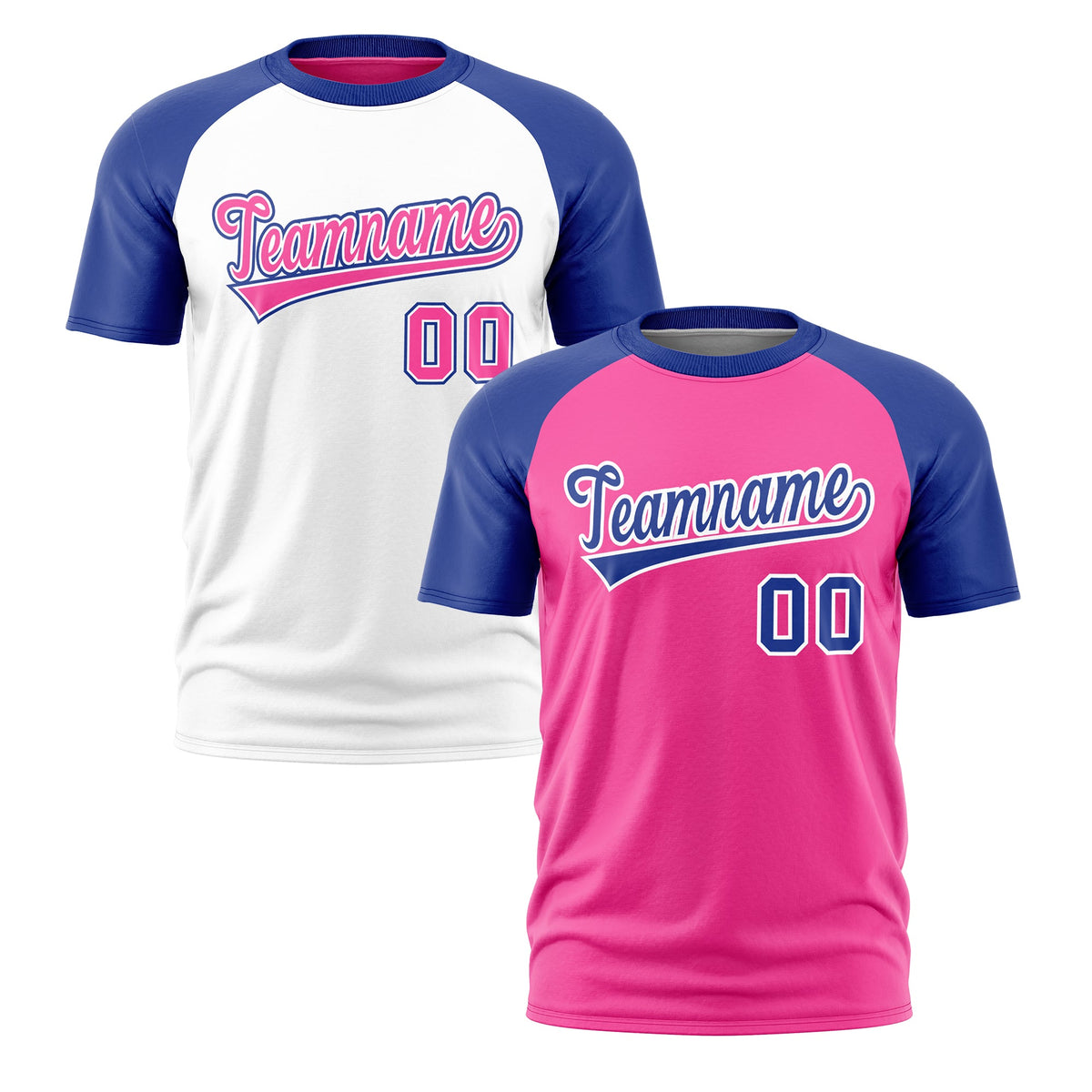 Custom Pink White Royal Blue Reversible Raglan Sleeves Quick Dry T-shirt| KXKSHOP