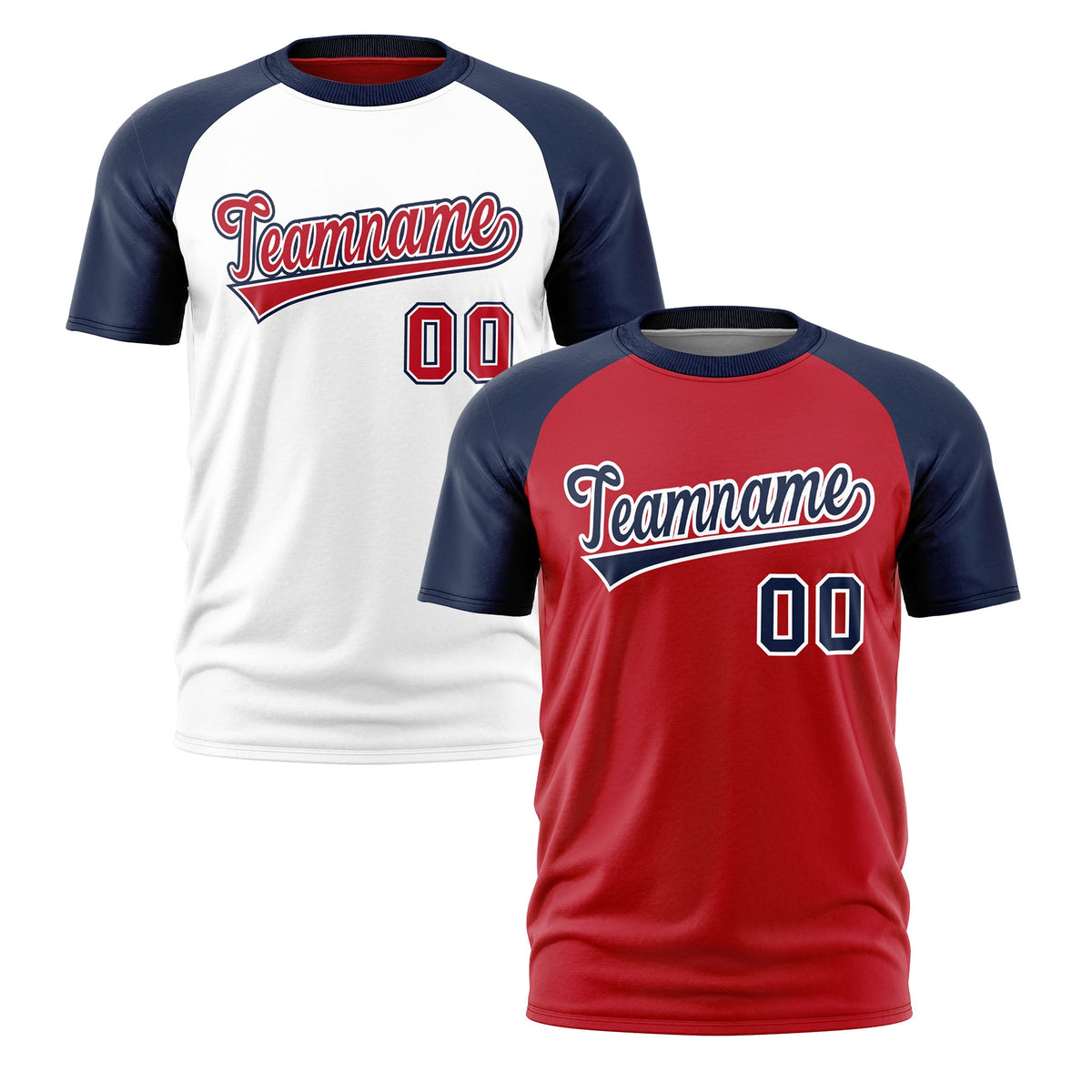 Custom Red Navy White Reversible Raglan Sleeves Quick Dry T-shirt| KXKSHOP