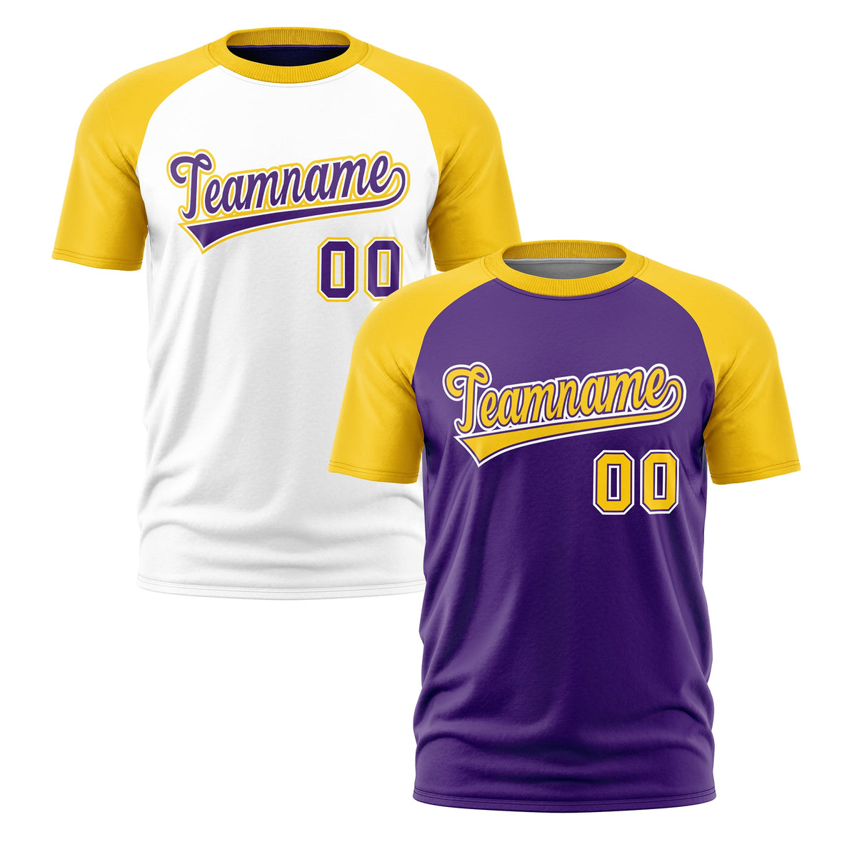 Custom Purple Gold White Reversible Raglan Sleeves Quick Dry T-shirt| KXKSHOP
