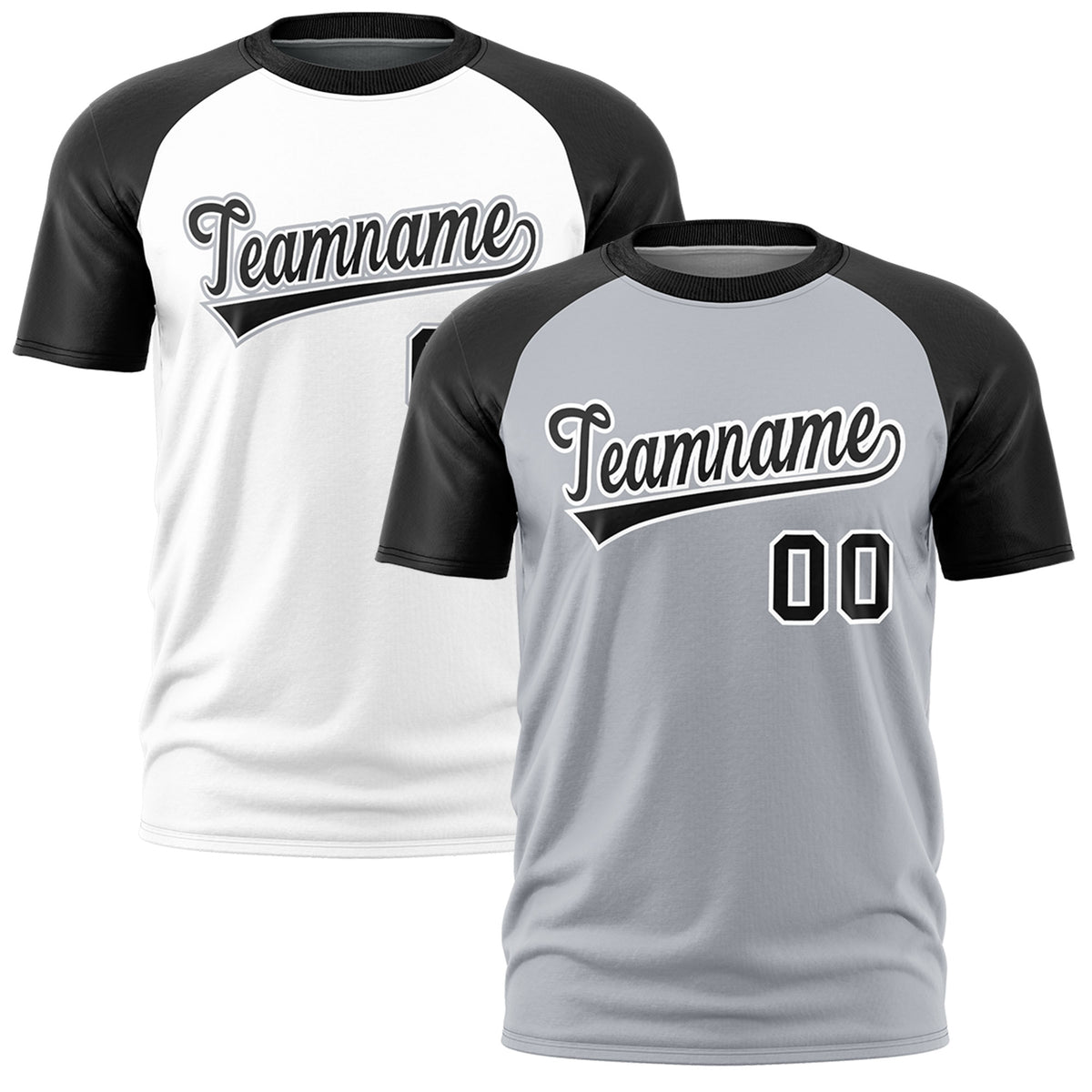 Custom Silver Black White Reversible Raglan Sleeves Quick Dry T-shirt| KXKSHOP