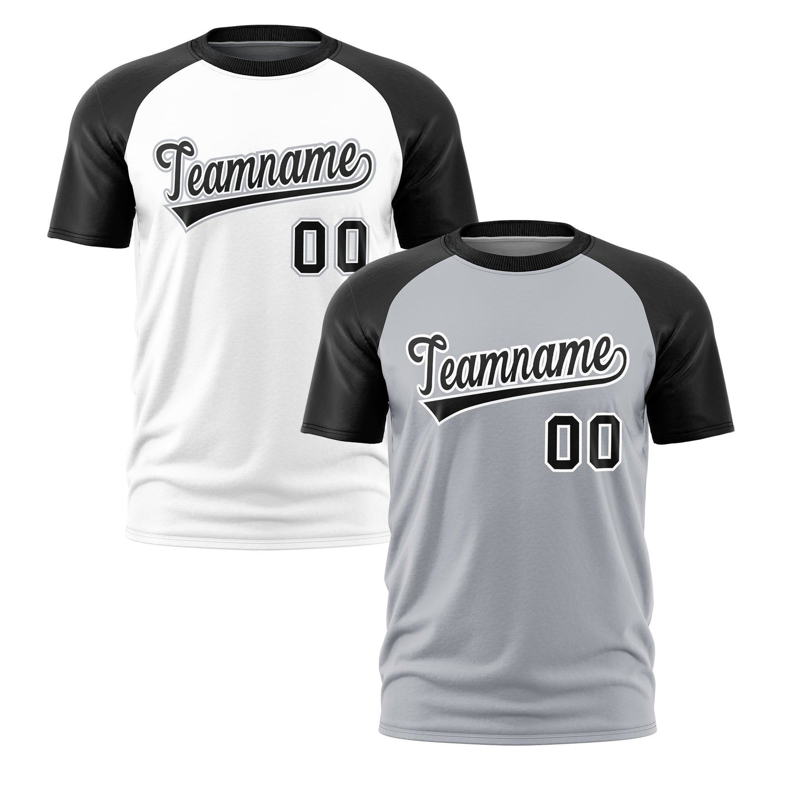 Custom Silver Black White Reversible Raglan Sleeves Quick Dry T-shirt| KXKSHOP