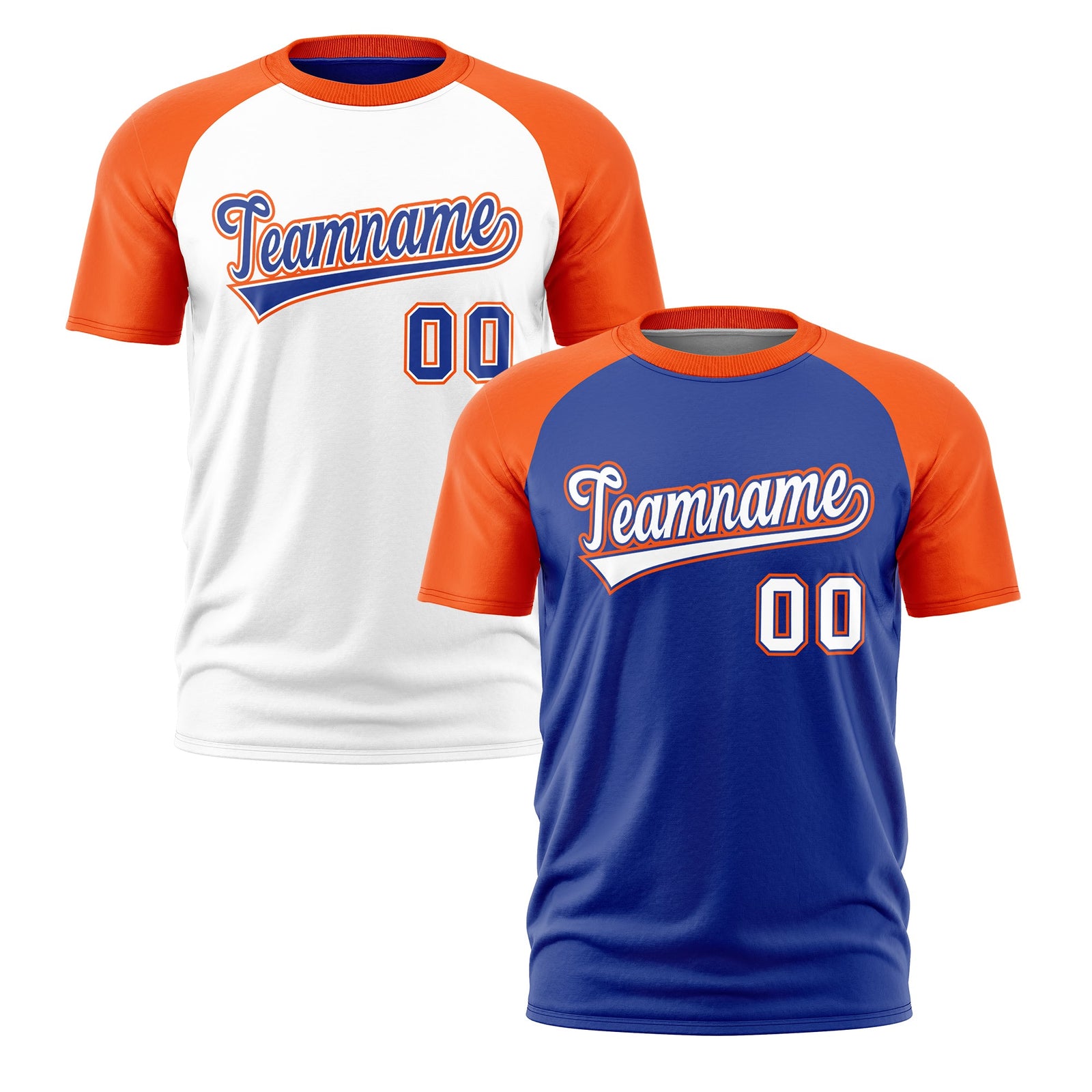Custom Royal Blue Orange White Reversible Raglan Sleeves Moisture-Wicking T-shirt| KXKSHOP