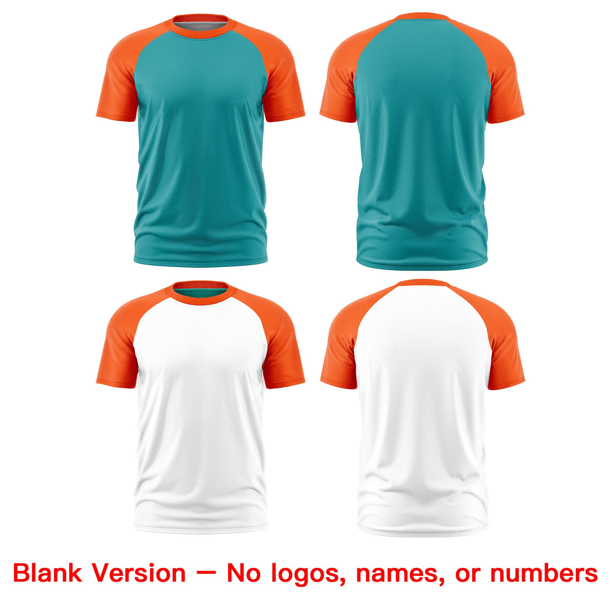 Custom Aqua Orange White Reversible Raglan Sleeves Quick Dry T-shirt| KXKSHOP