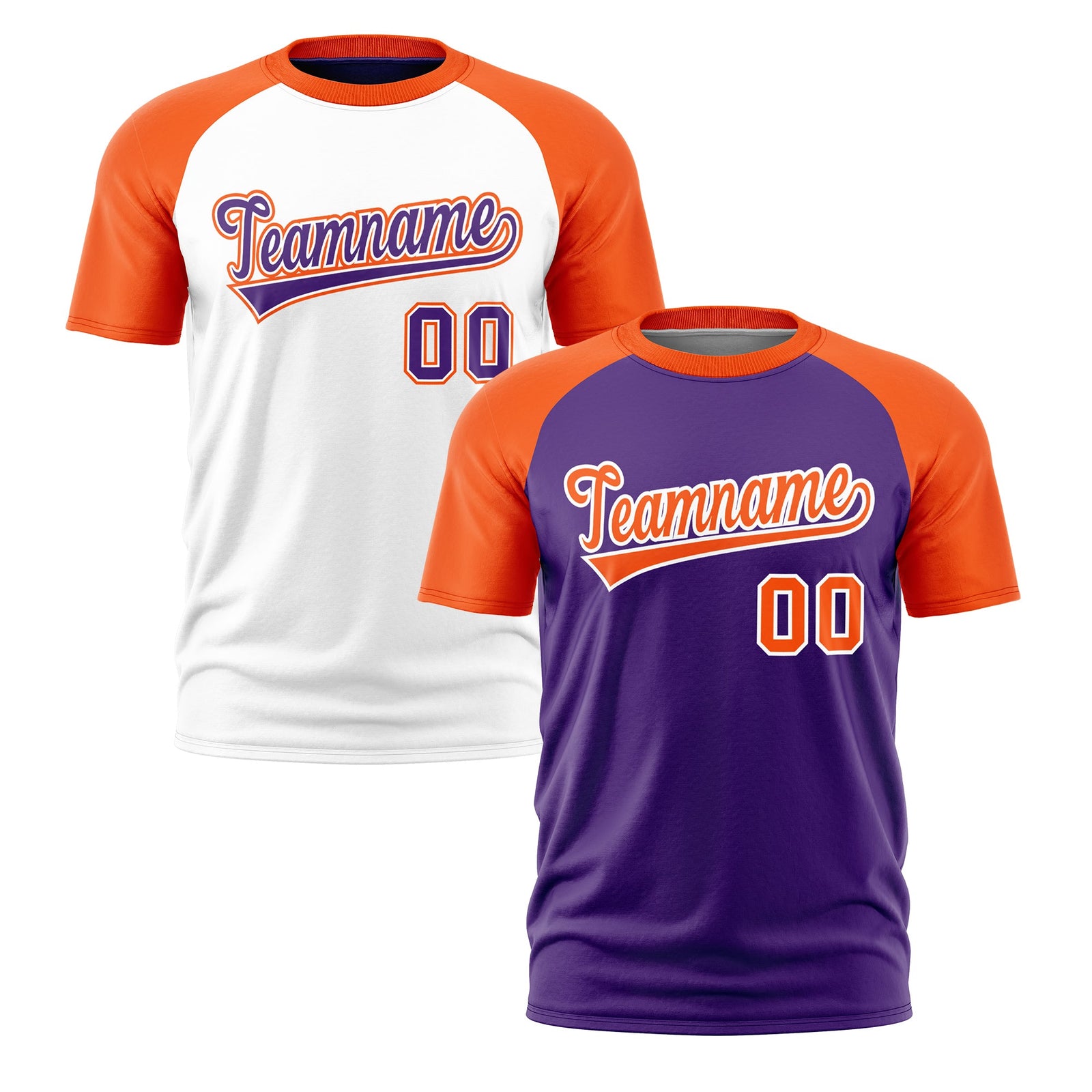 Custom Purple Orange White Reversible Raglan Sleeves Moisture-Wicking T-shirt| KXKSHOP