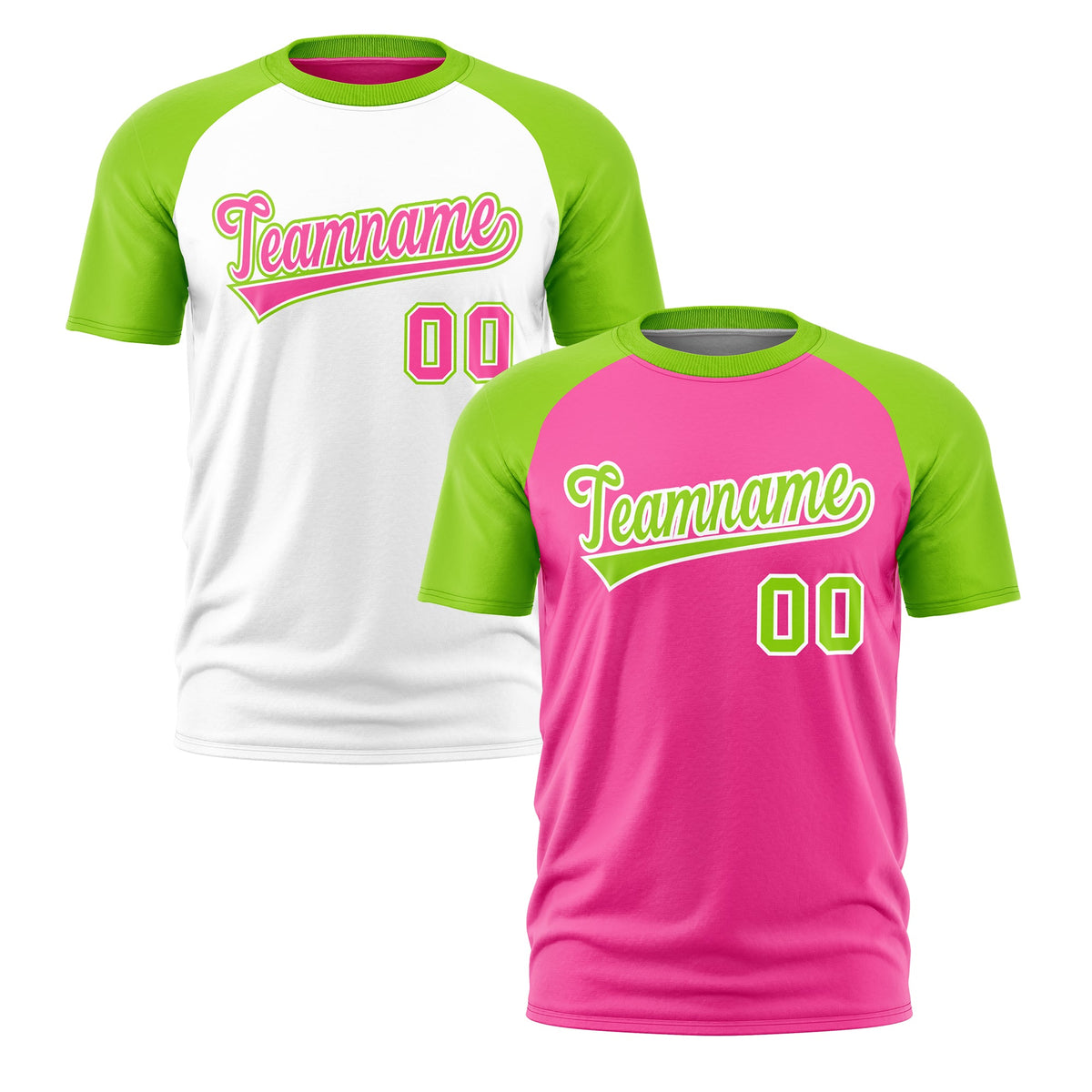 Custom Pink Neon Green White Reversible Raglan Sleeves Quick Dry T-shirt| KXKSHOP