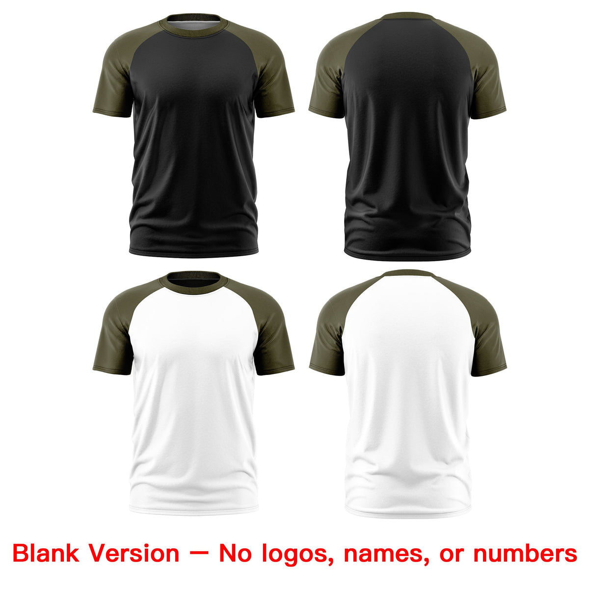 Custom Black Olive White Reversible Raglan Sleeves Quick Dry T-shirt| KXKSHOP