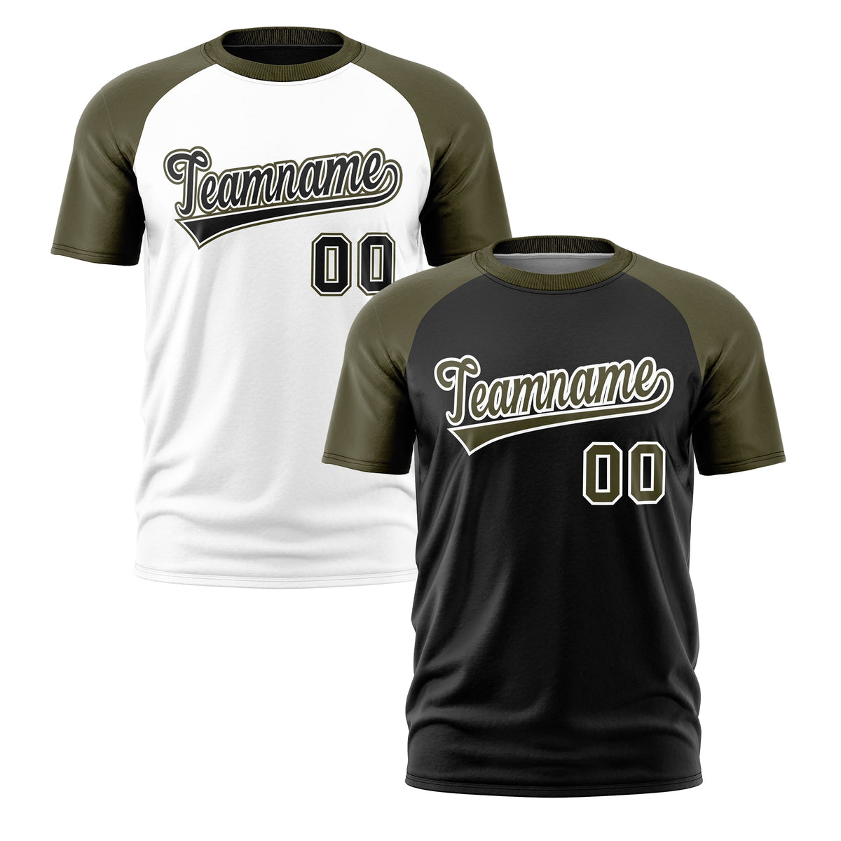 Custom Black Olive White Reversible Raglan Sleeves Quick Dry T-shirt| KXKSHOP