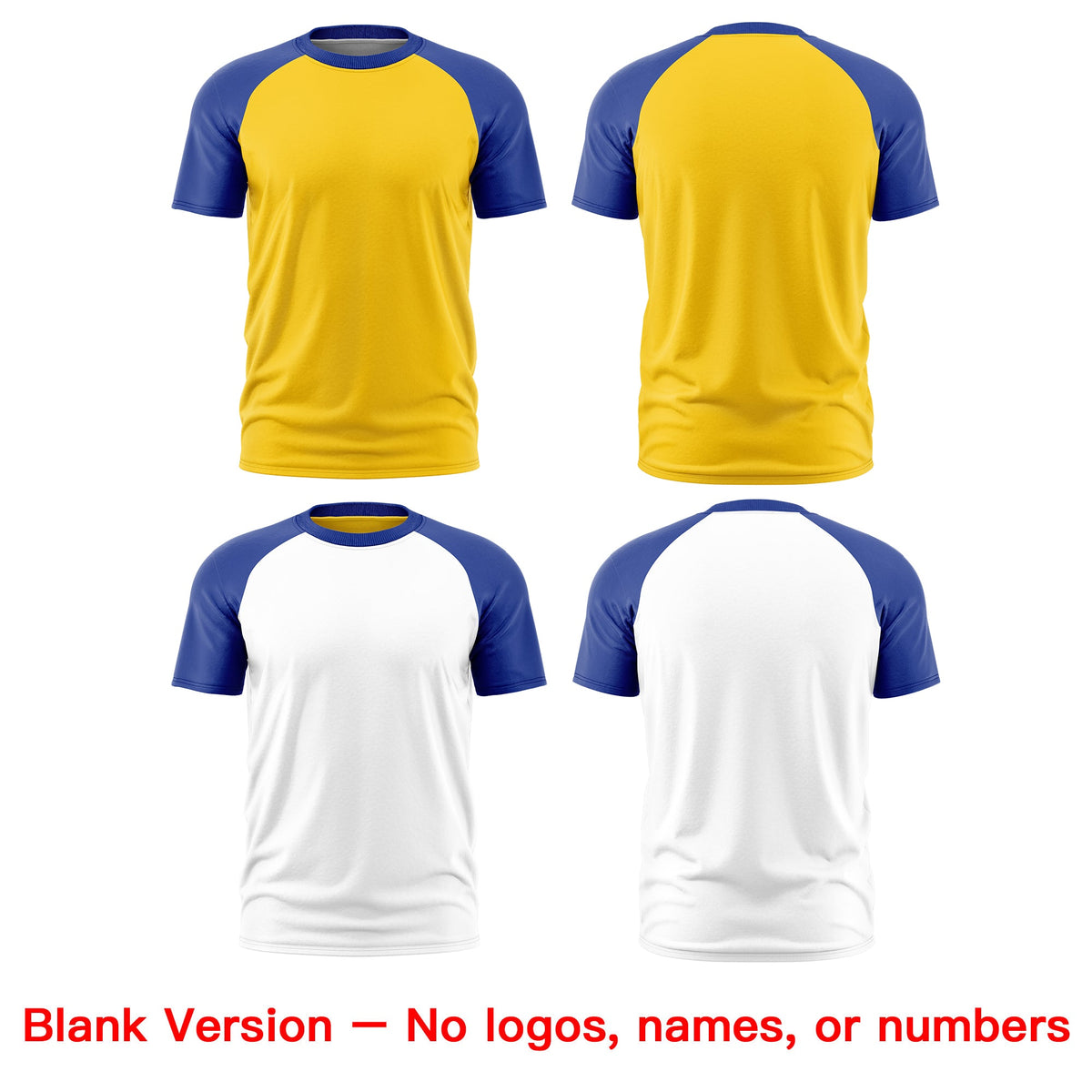 Custom Gold Royal Blue White Reversible Raglan Sleeves Moisture-Wicking T-shirt| KXKSHOP