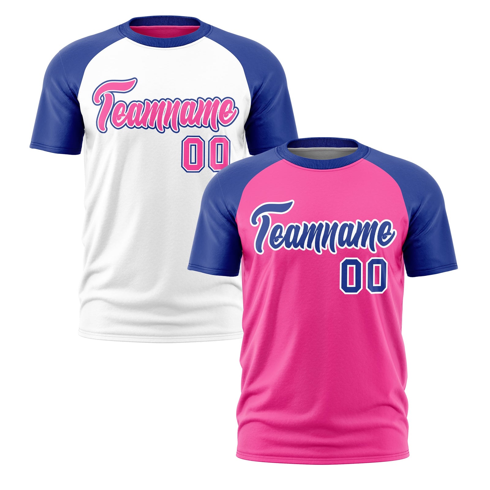 Custom Pink White Royal Blue Reversible Raglan Sleeves Quick Dry T-shirt| KXKSHOP